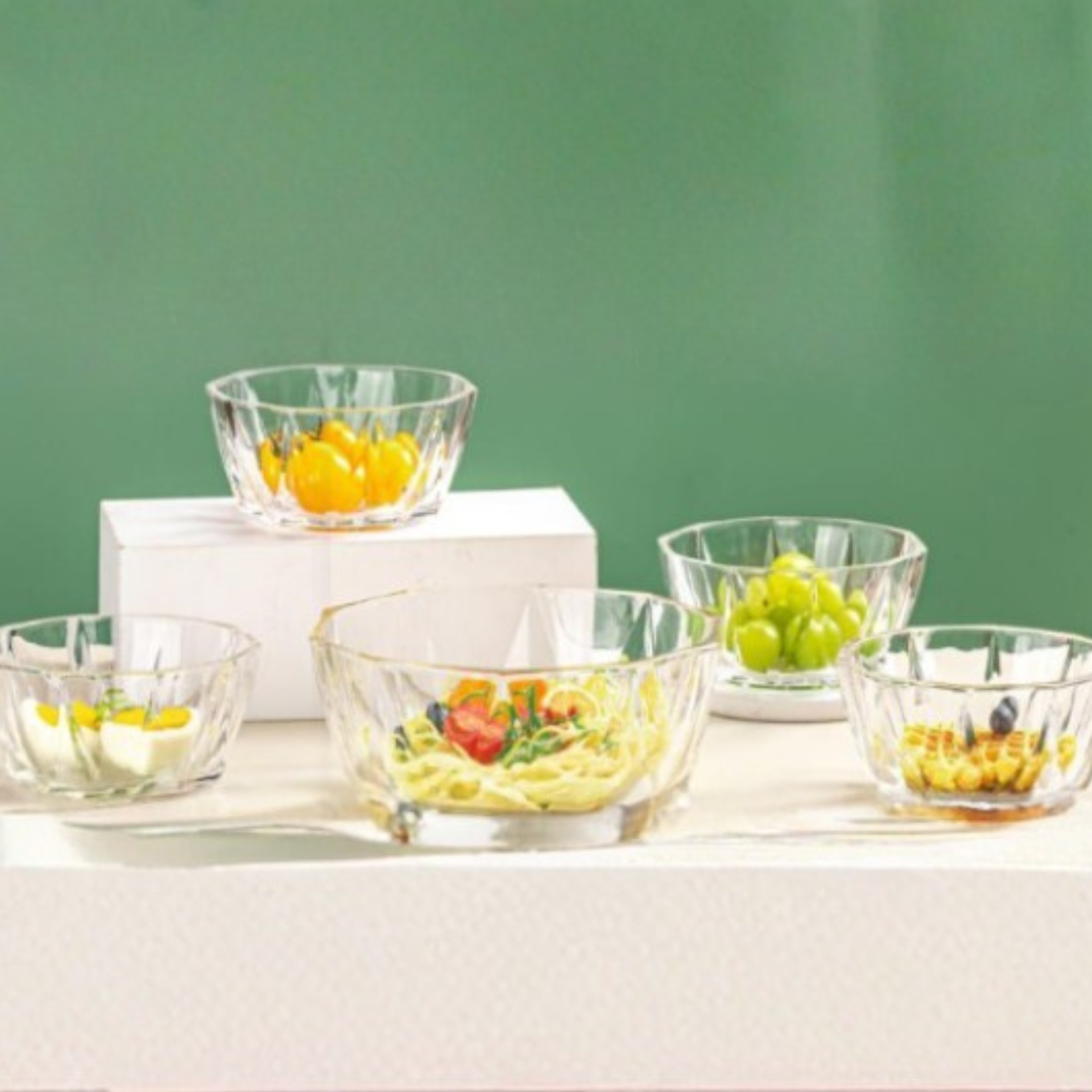 Modern Glass Bowl 5Pc Set