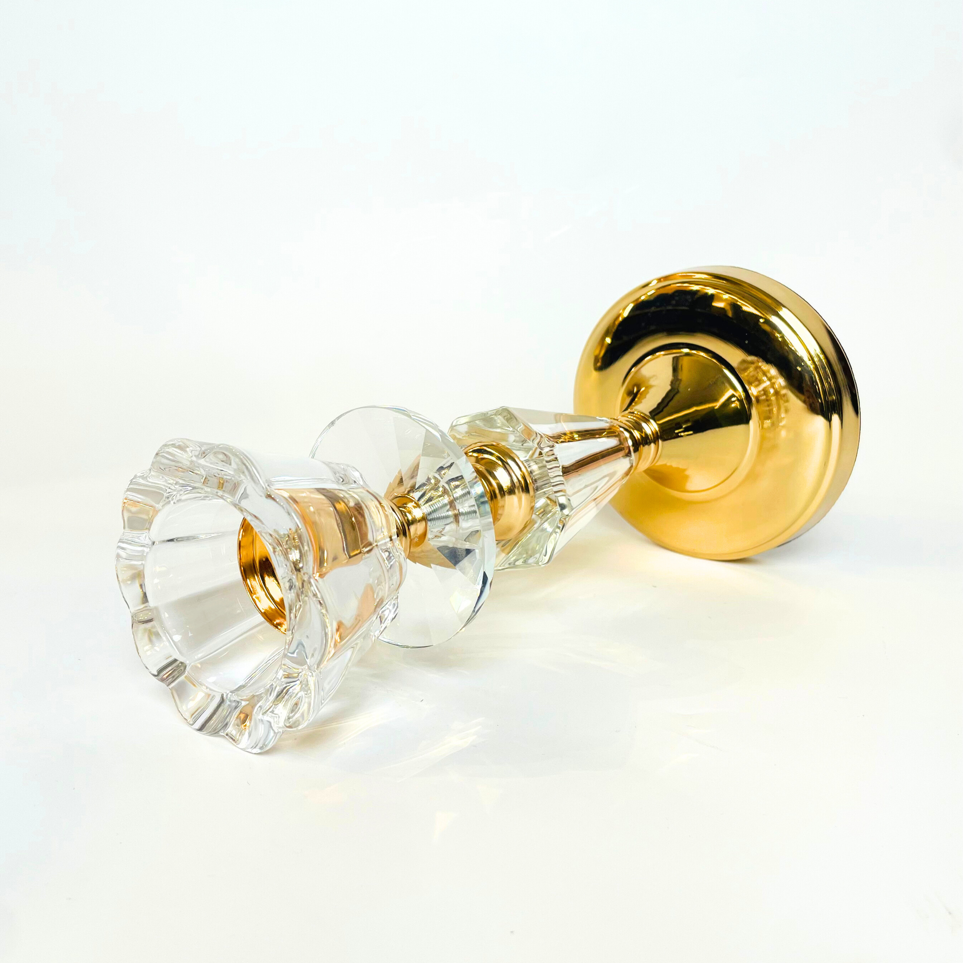Crystal & Gold Taper Candle Holder – Elegant Decorative Accent