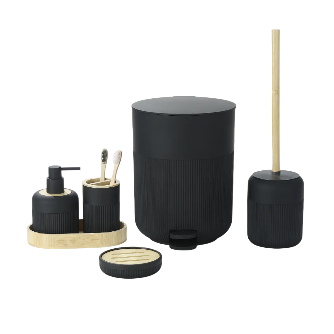 Elegant Ribbed Bathroom Accessories Set