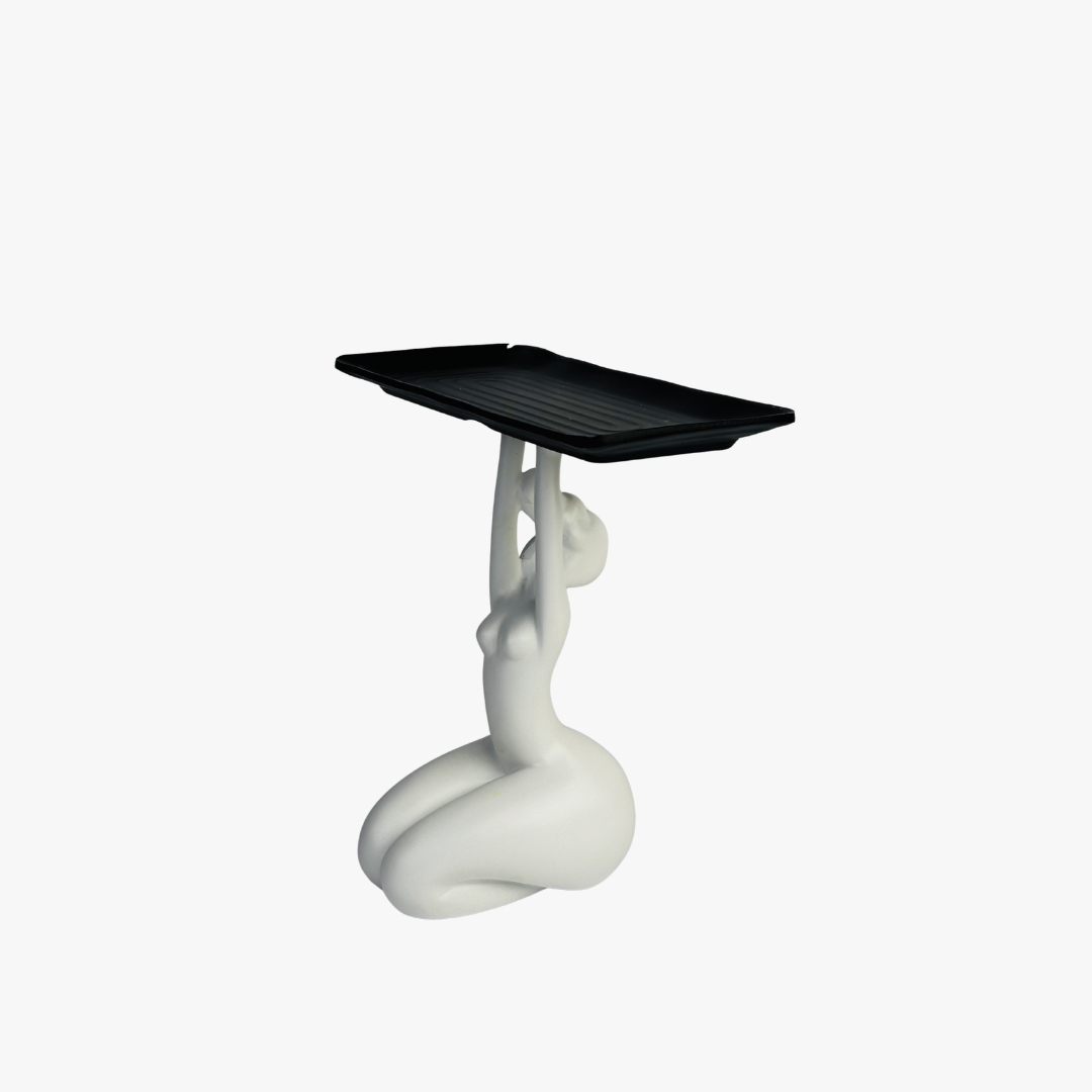 Elegant Kneeling Grace Serving Platter Figurine