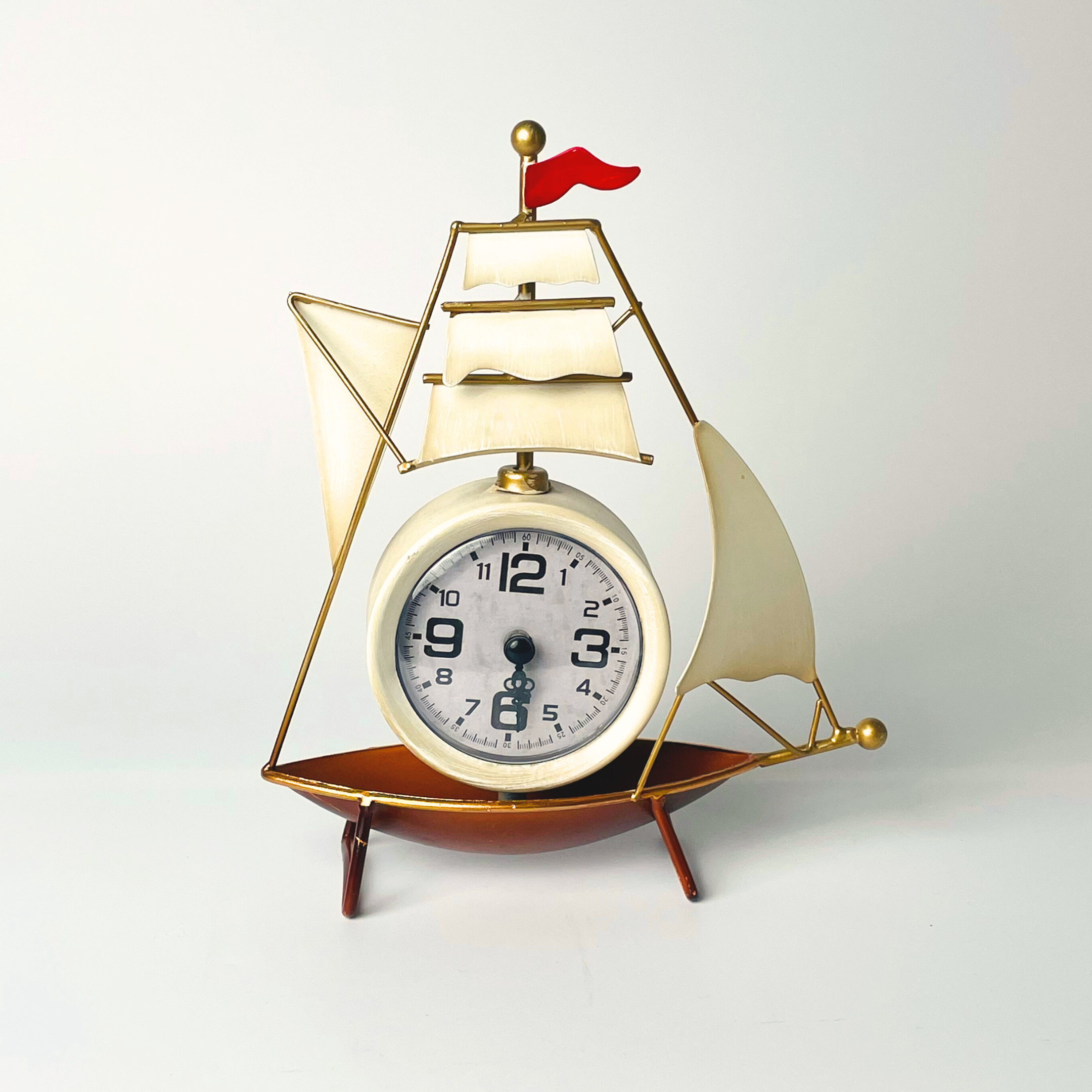 Majestic Boat Table Clock Showpiece