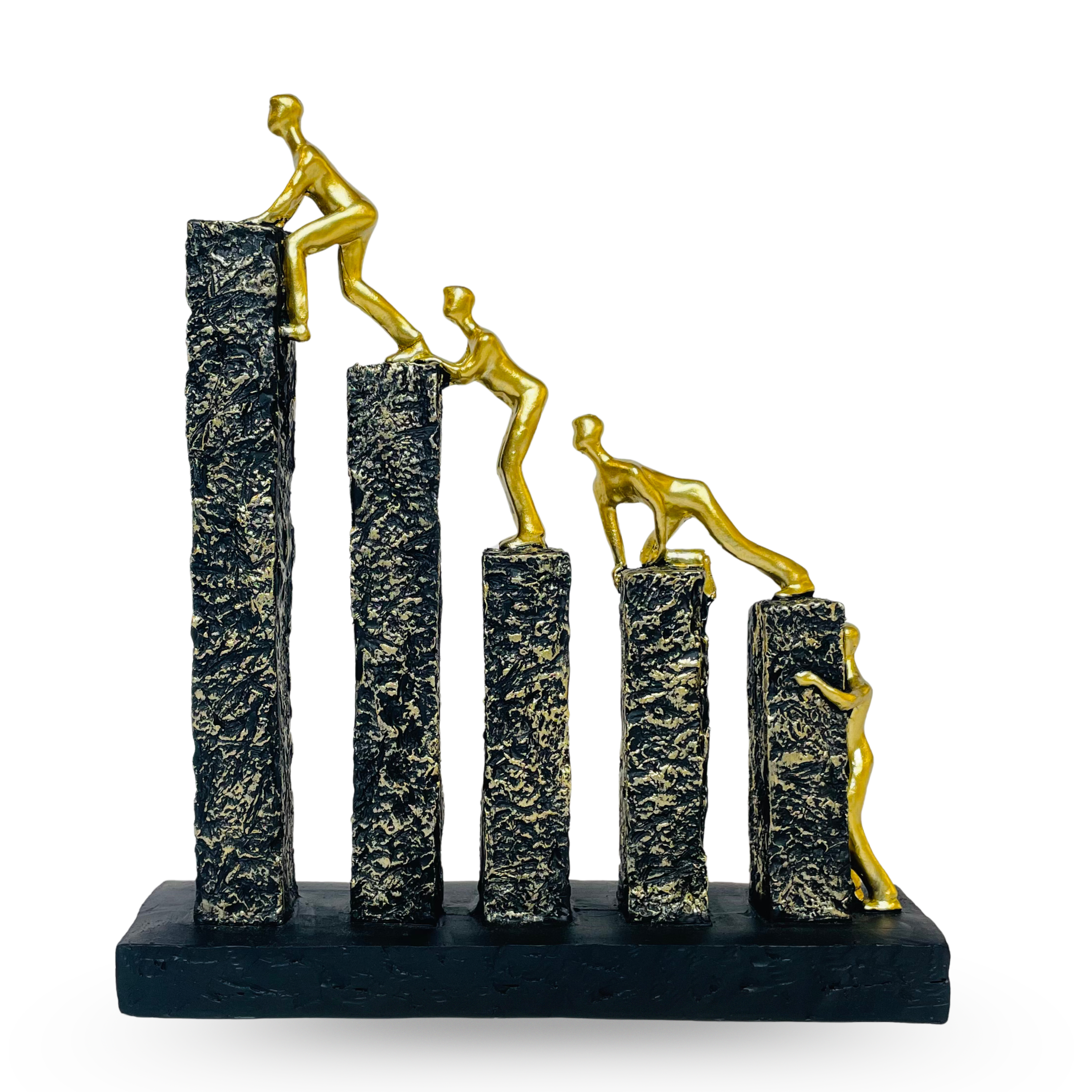 Abstract Climbing Figures Sculpture – Teamwork & Success Art Décor