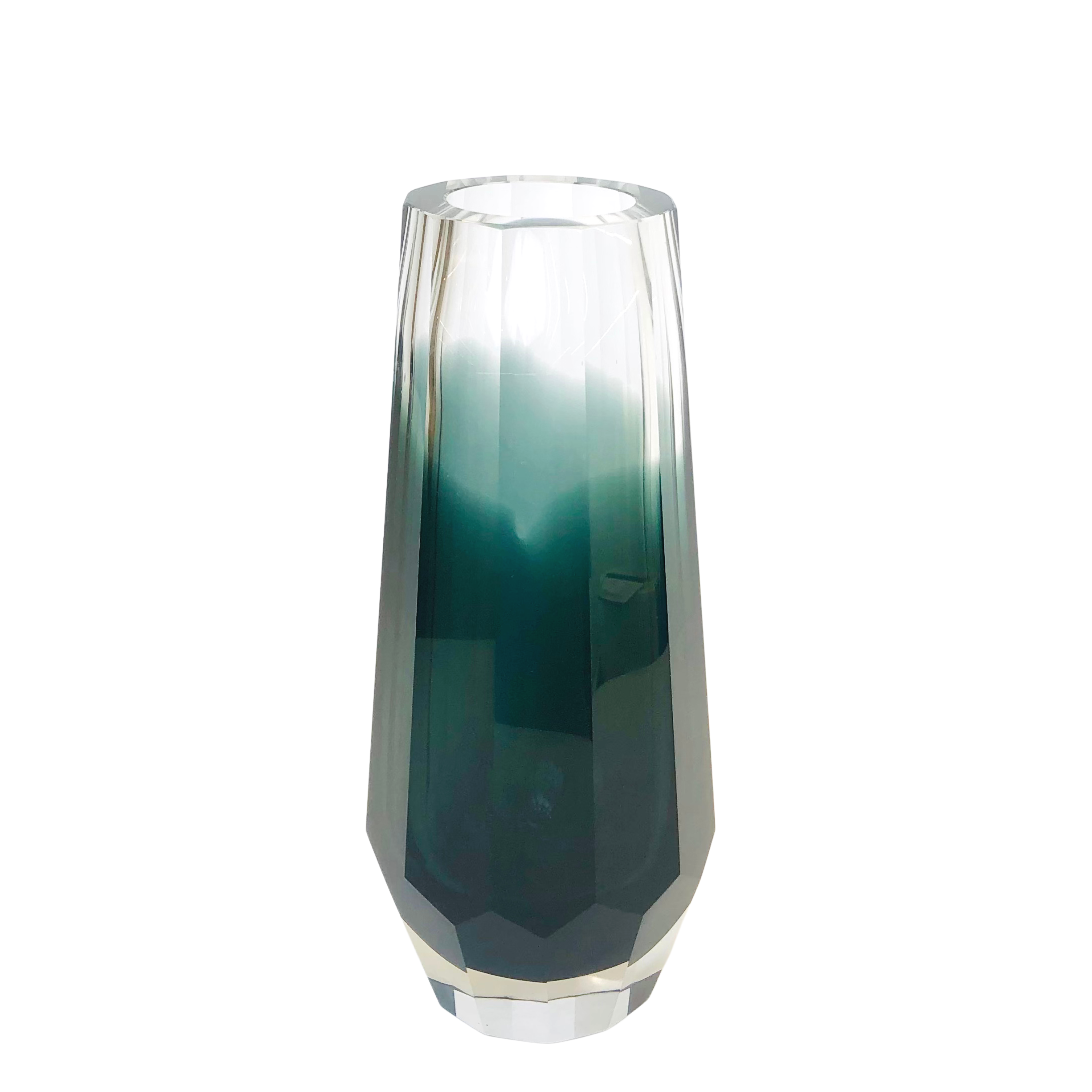 Luxury Crystal Glass Vase – Amber & Emerald Gradient Design