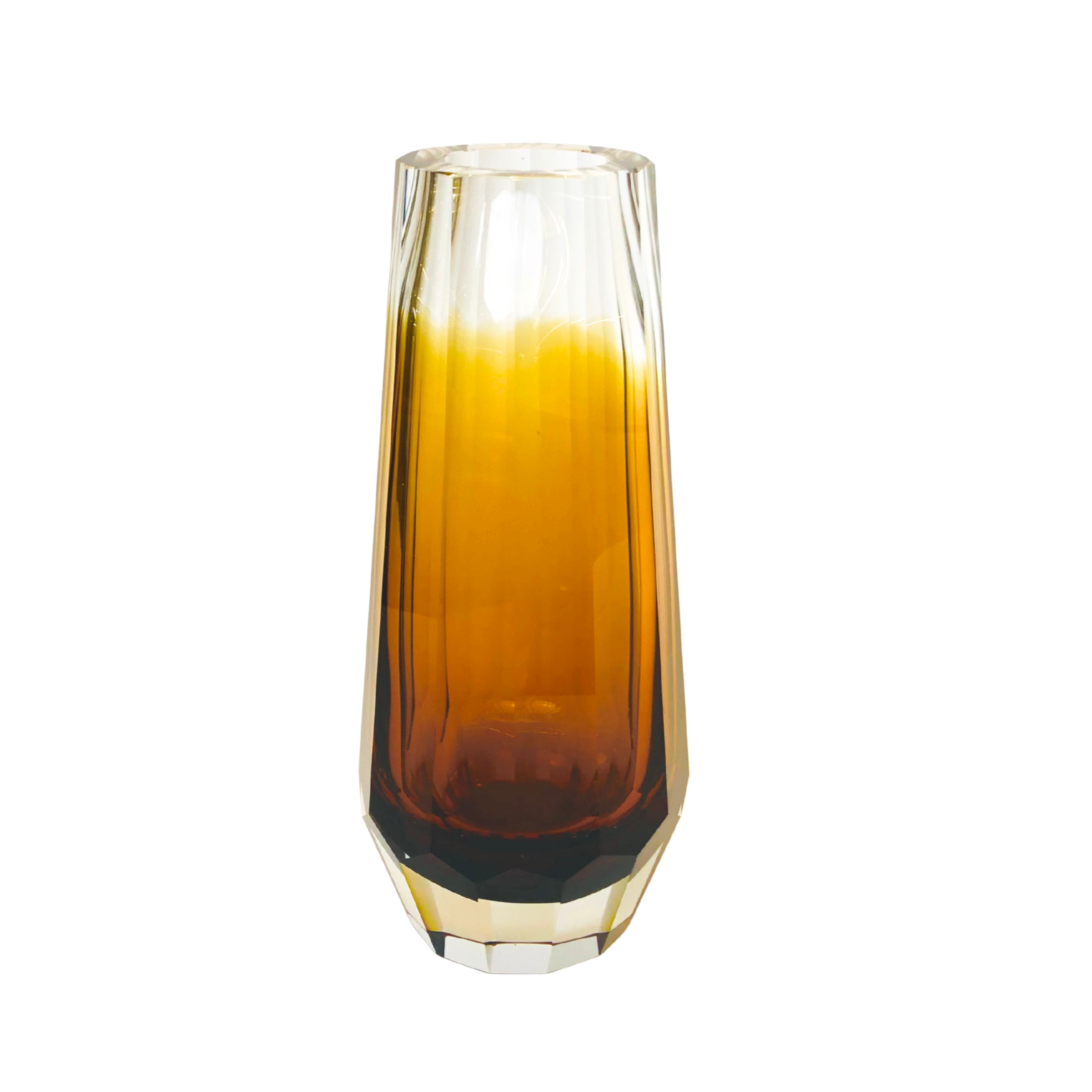Luxury Crystal Glass Vase – Amber & Emerald Gradient Design