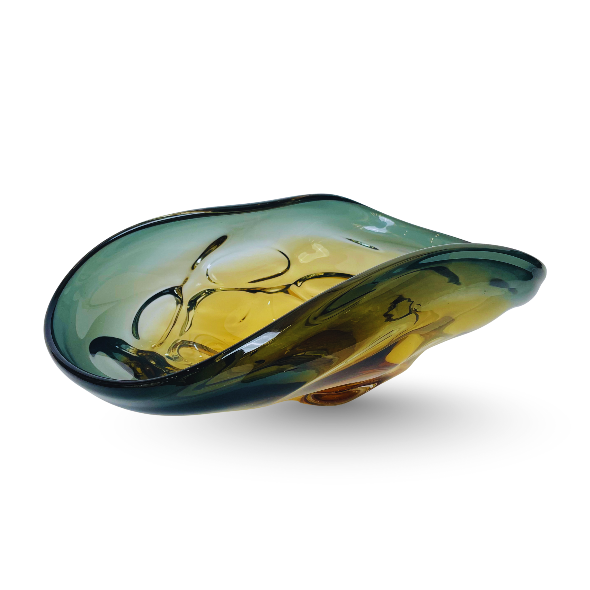Amber Smoke Artistic Glass Centerpiece Bowl