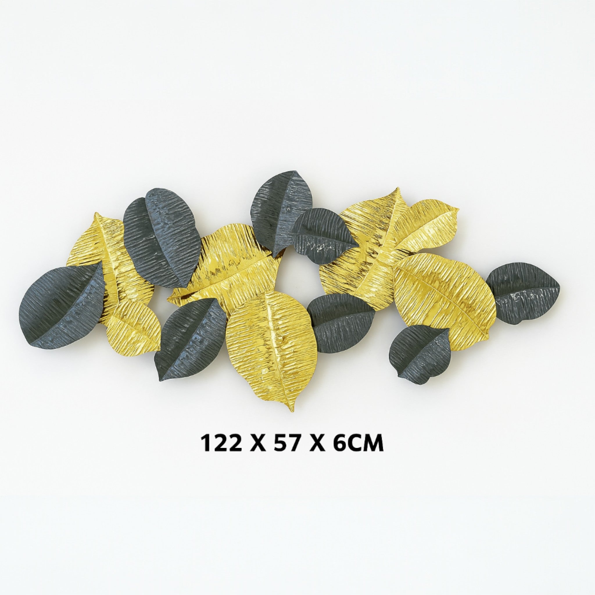 Elysian Harmony – Gold & Charcoal Leaf Wall Art