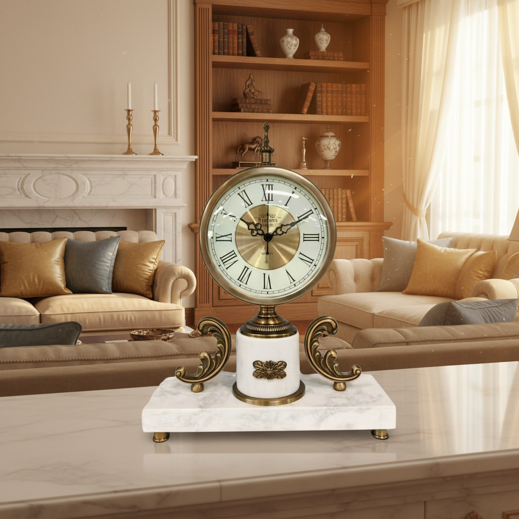 Antique Gold Finish Table Clock