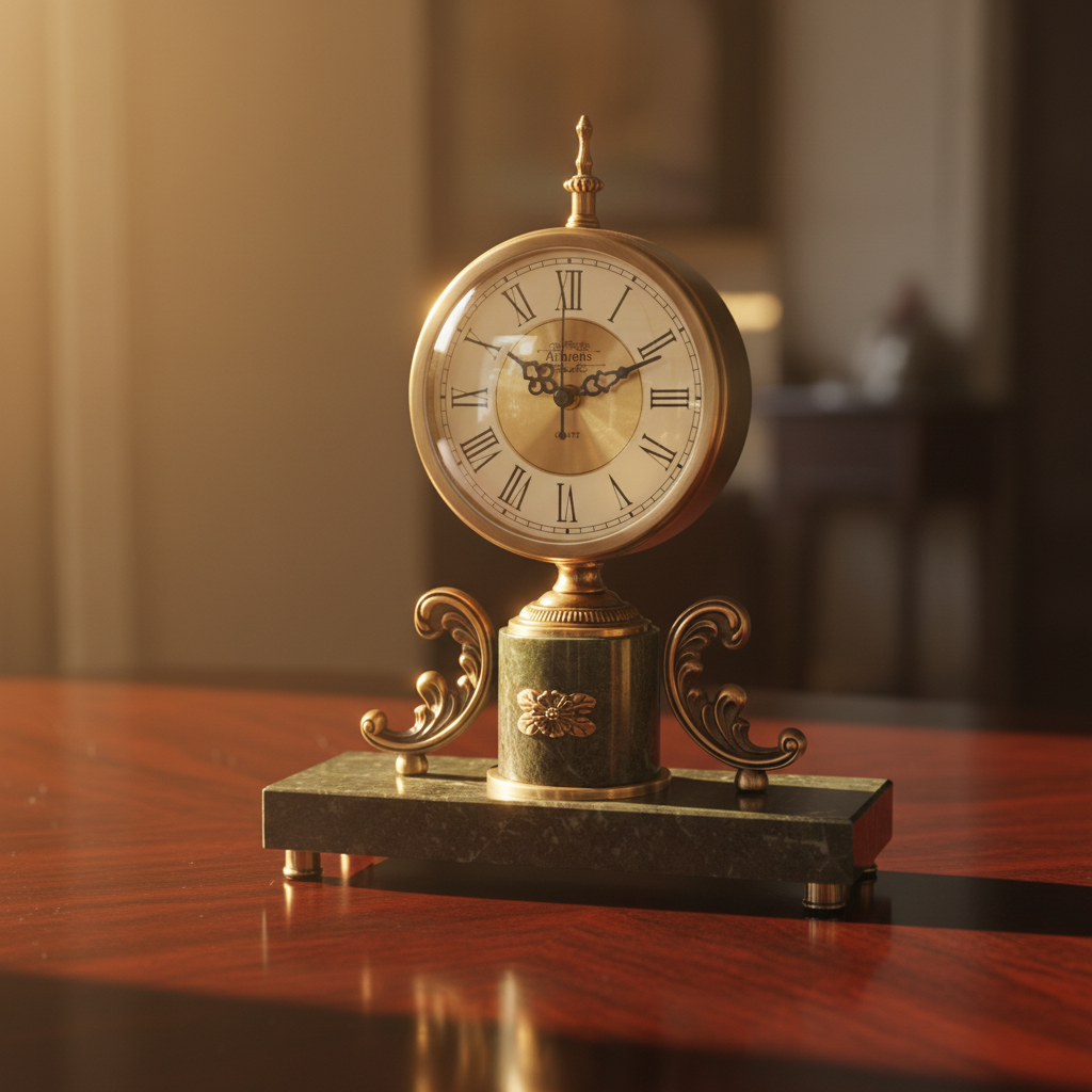 Antique Gold Finish Table Clock