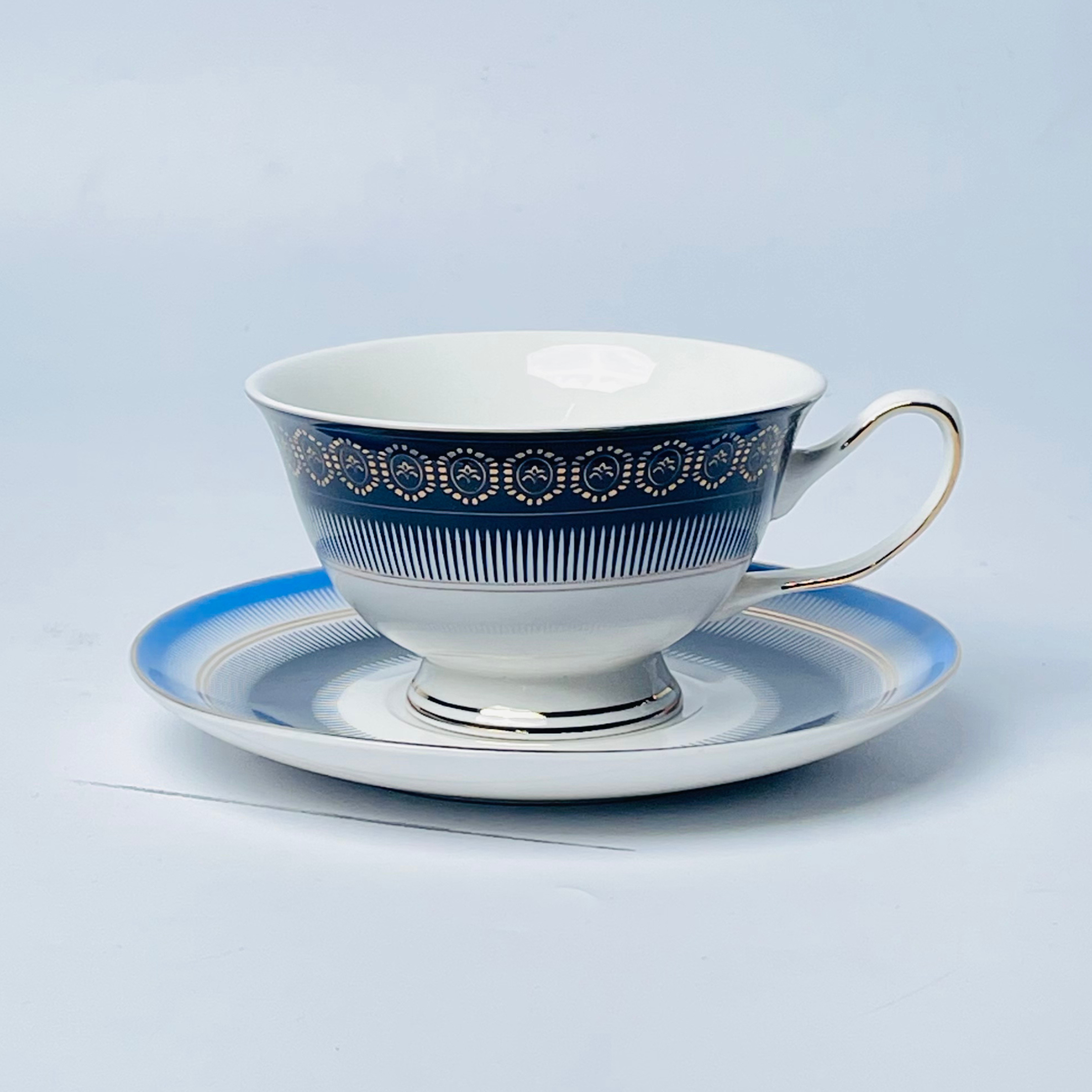 Royal Ivory Gold-Rim Cup & Saucer Set - Set of 12