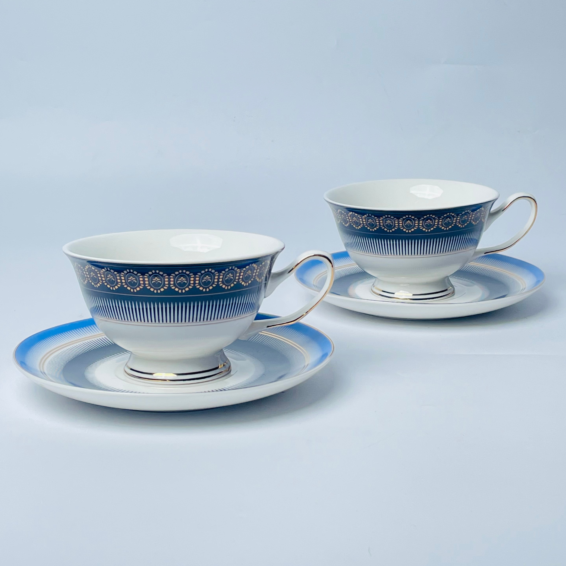 Royal Ivory Gold-Rim Cup & Saucer Set - Set of 12