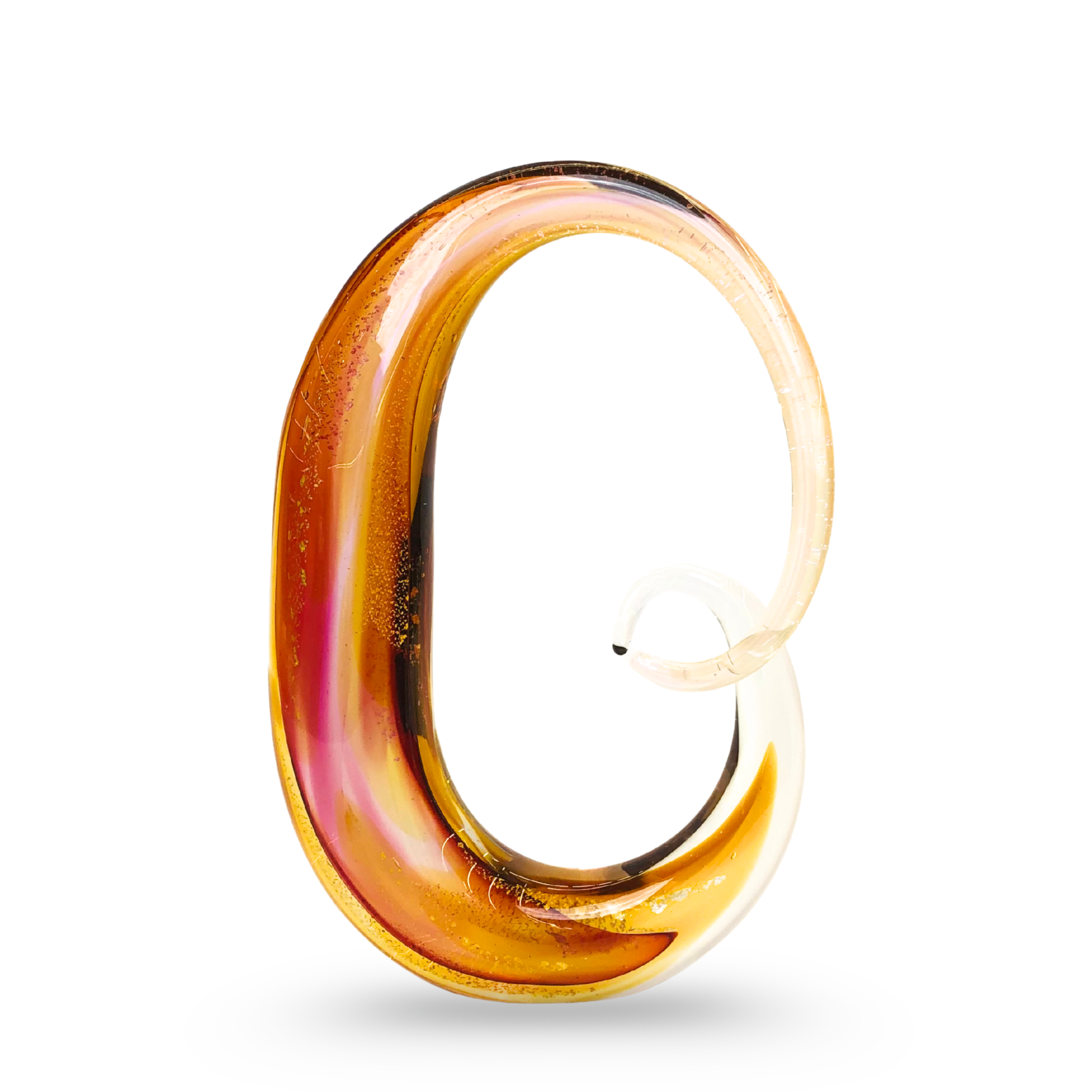 Amber & Pink Swirl Crystal Decorative Sculpture – Modern Art Accent Piece