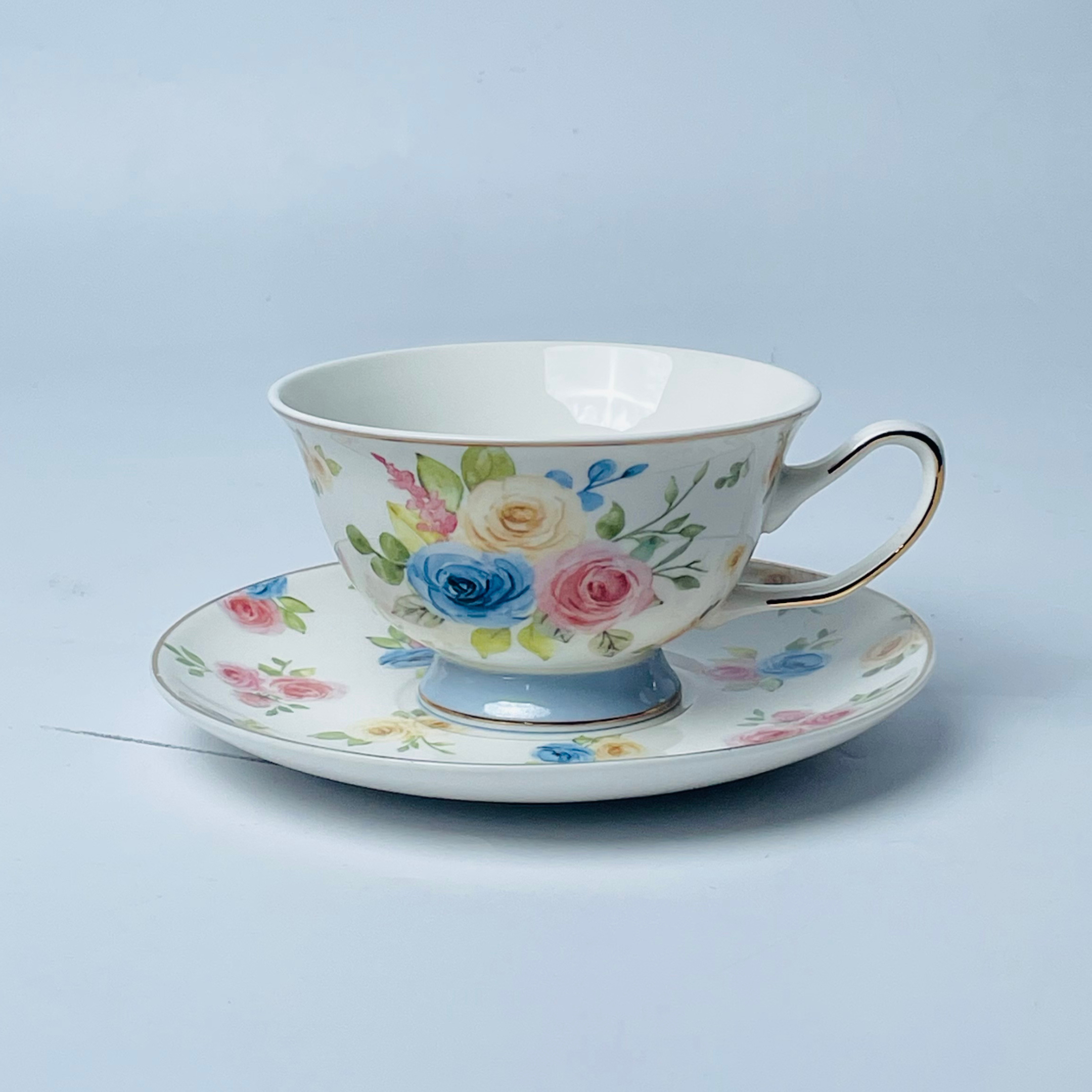 Blooming Grace Tea Cup & Saucer Set - Set of 12