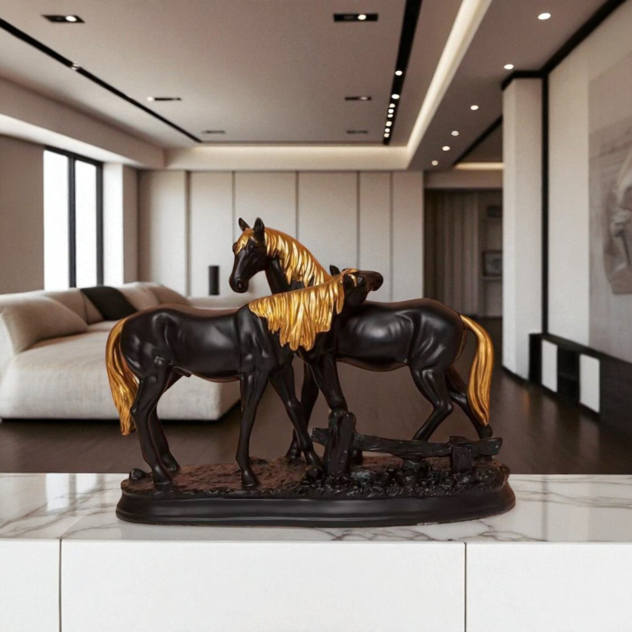 The Golden Bond – Majestic Horse Duo Figurine