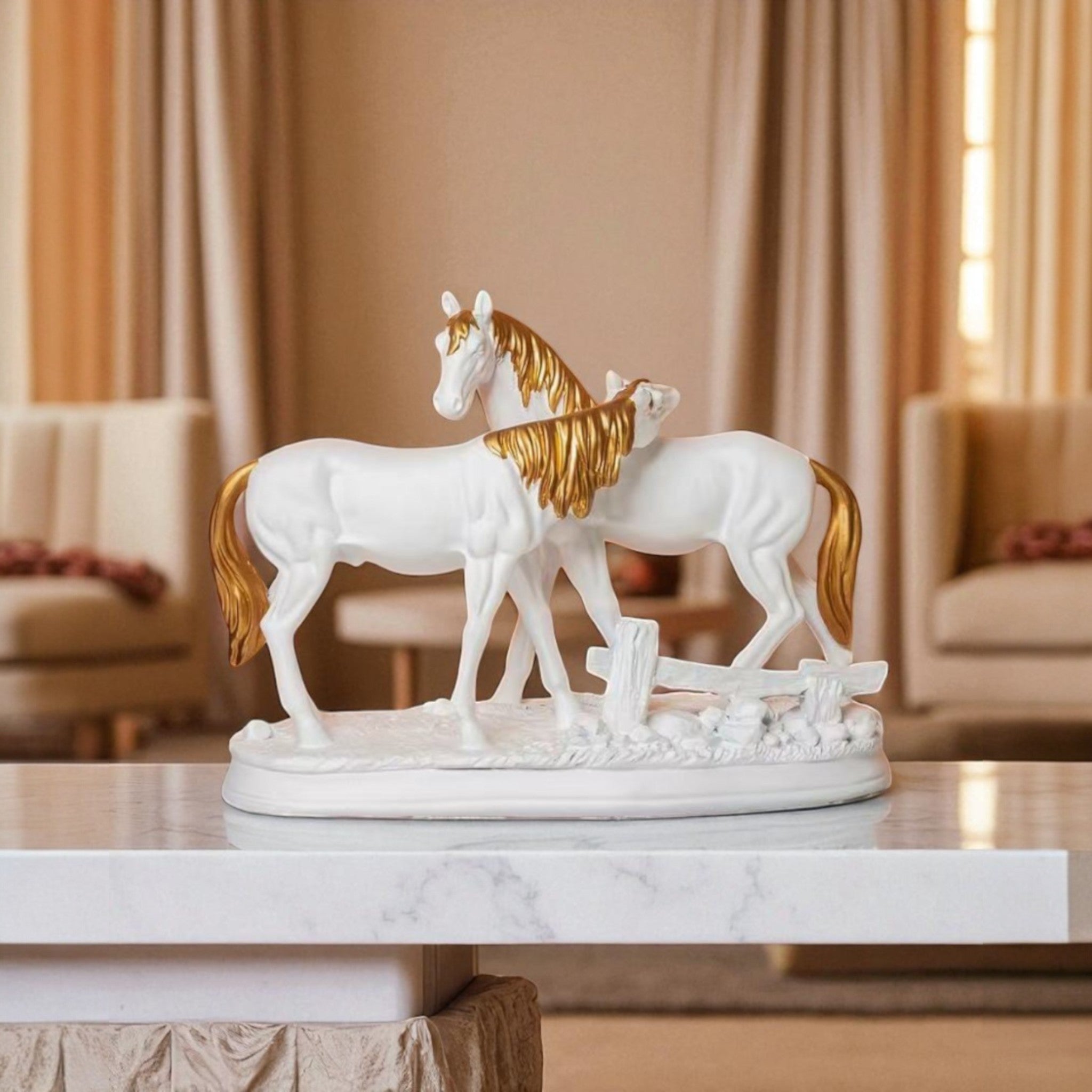 The Golden Bond – Majestic Horse Duo Figurine