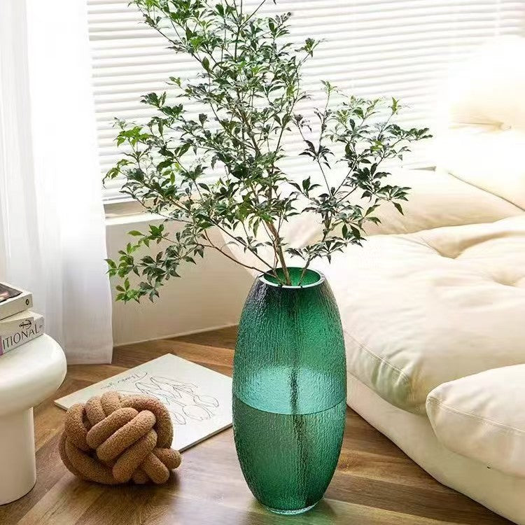 Emerald Green Textured Glass Vase – Decorative Accent for Modern Interiors
