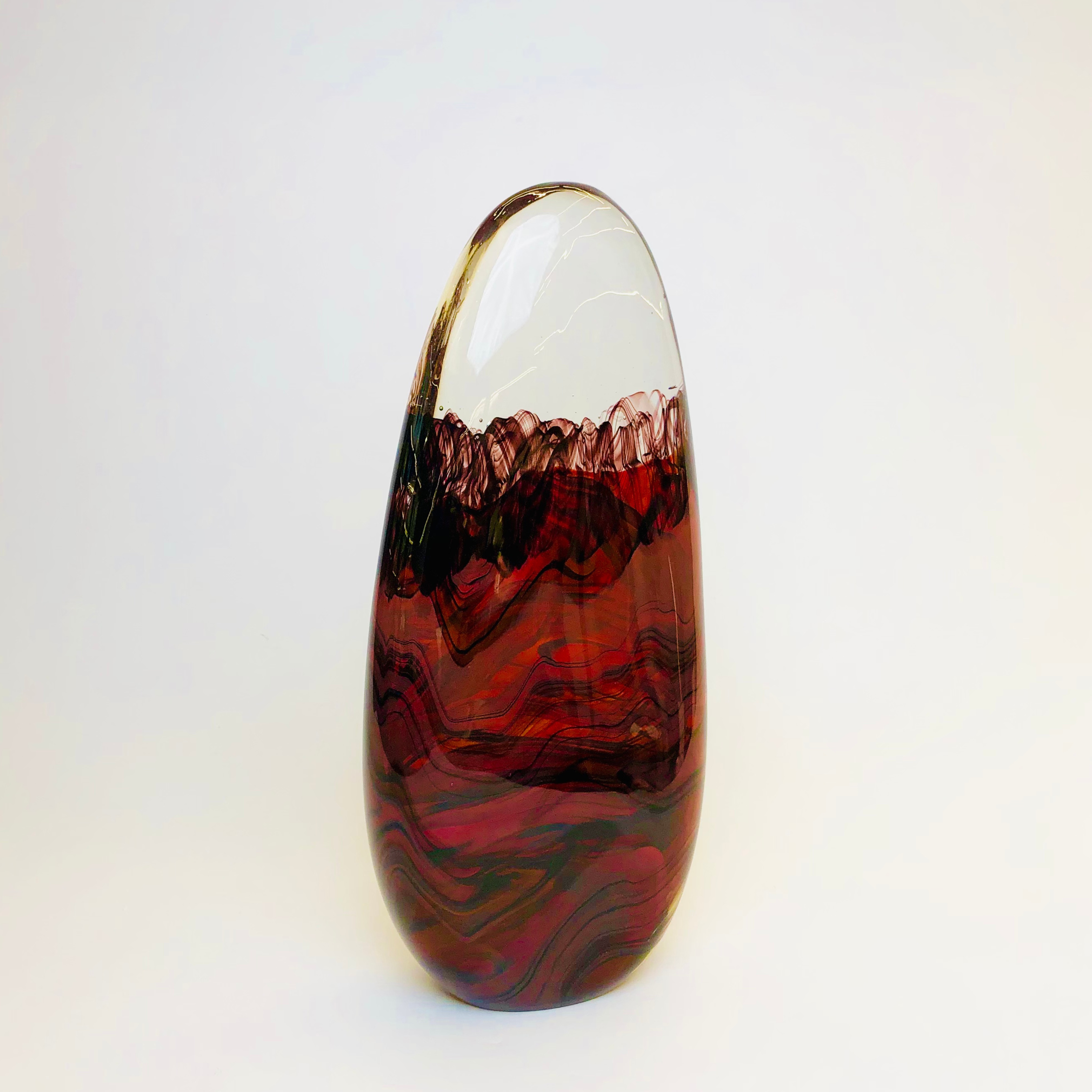 Elegant Crimson Flow Glass Décor Piece