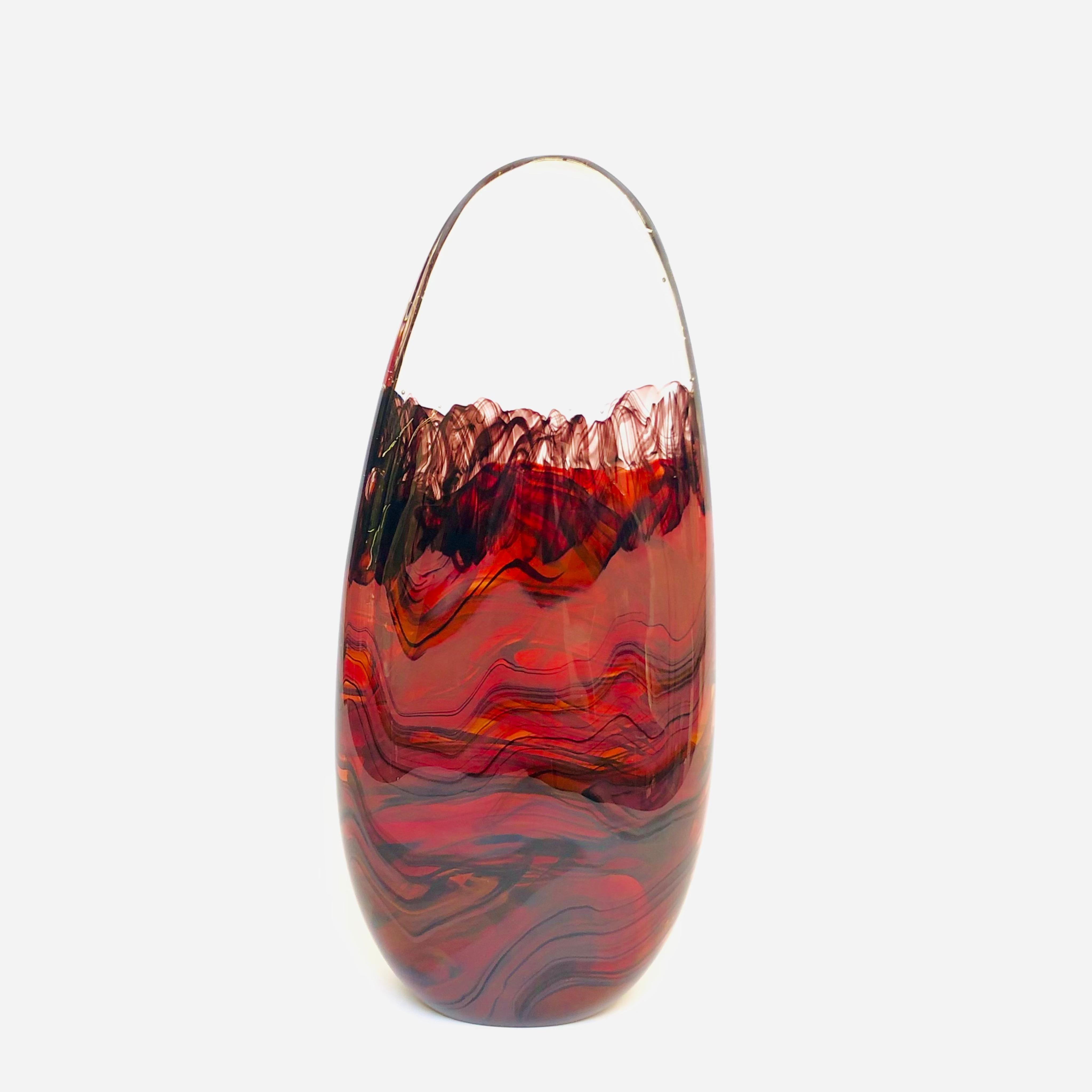 Elegant Crimson Flow Glass Décor Piece