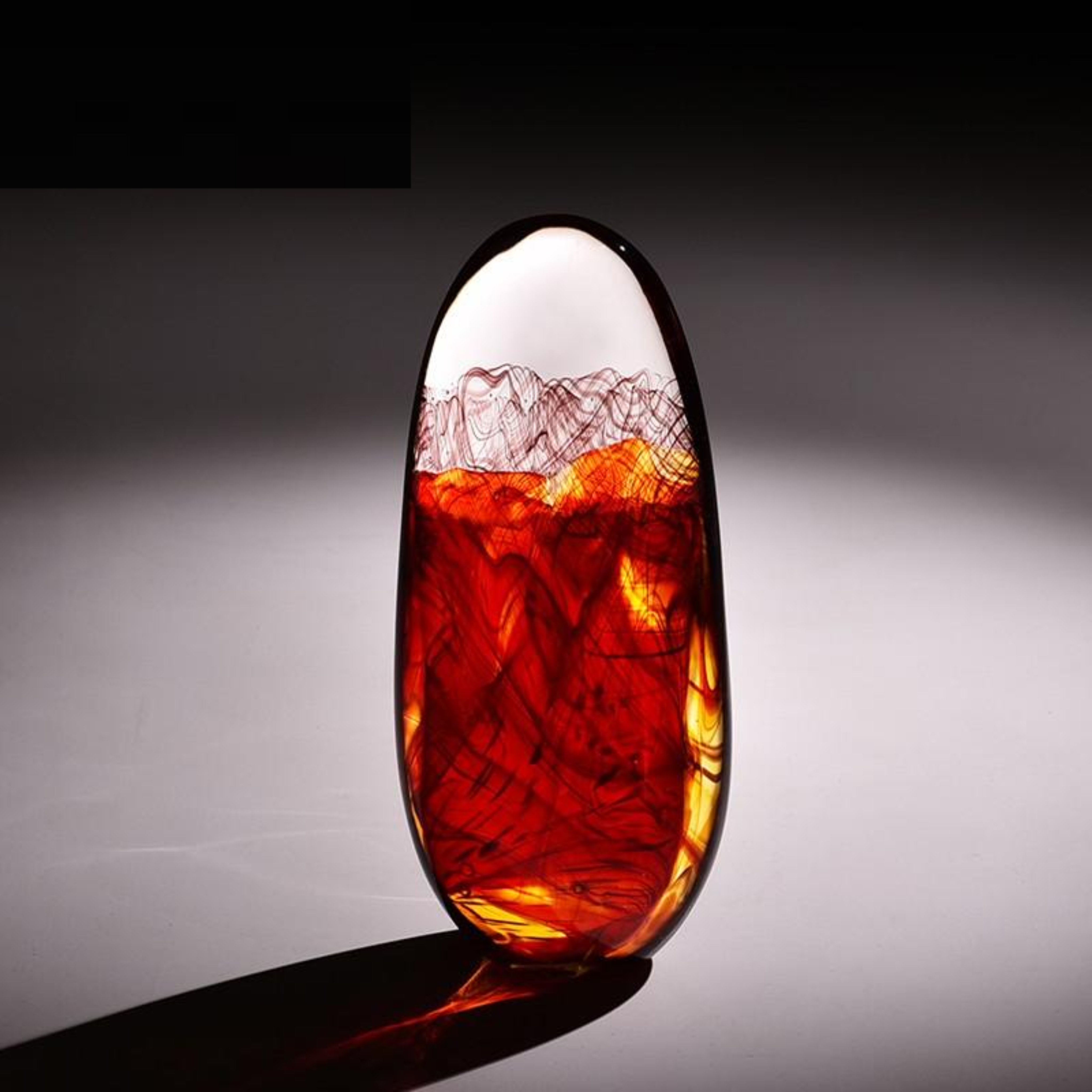 Elegant Crimson Flow Glass Décor Piece