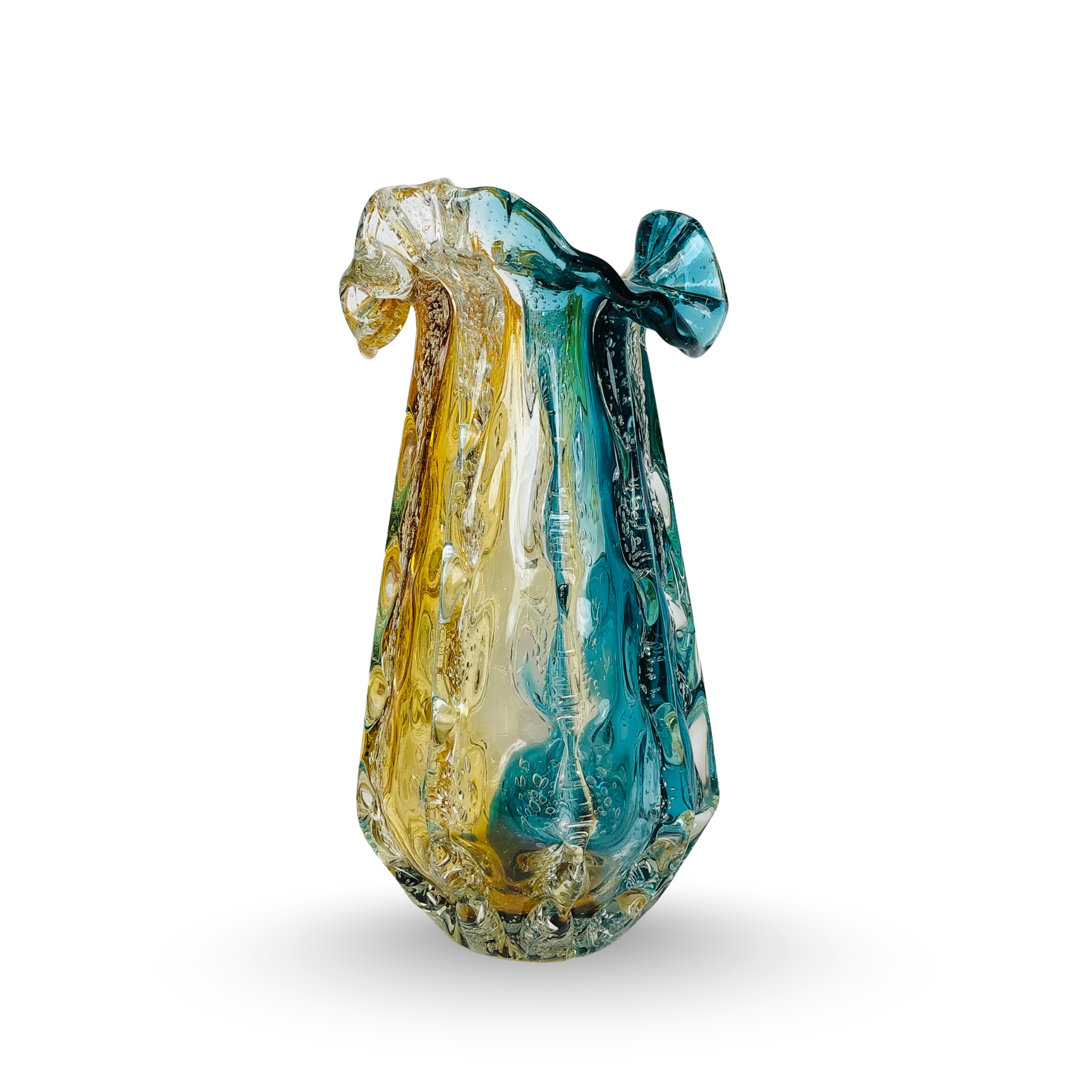Elysian Waves – Exclusive Blue & Amber Glass Masterpiece