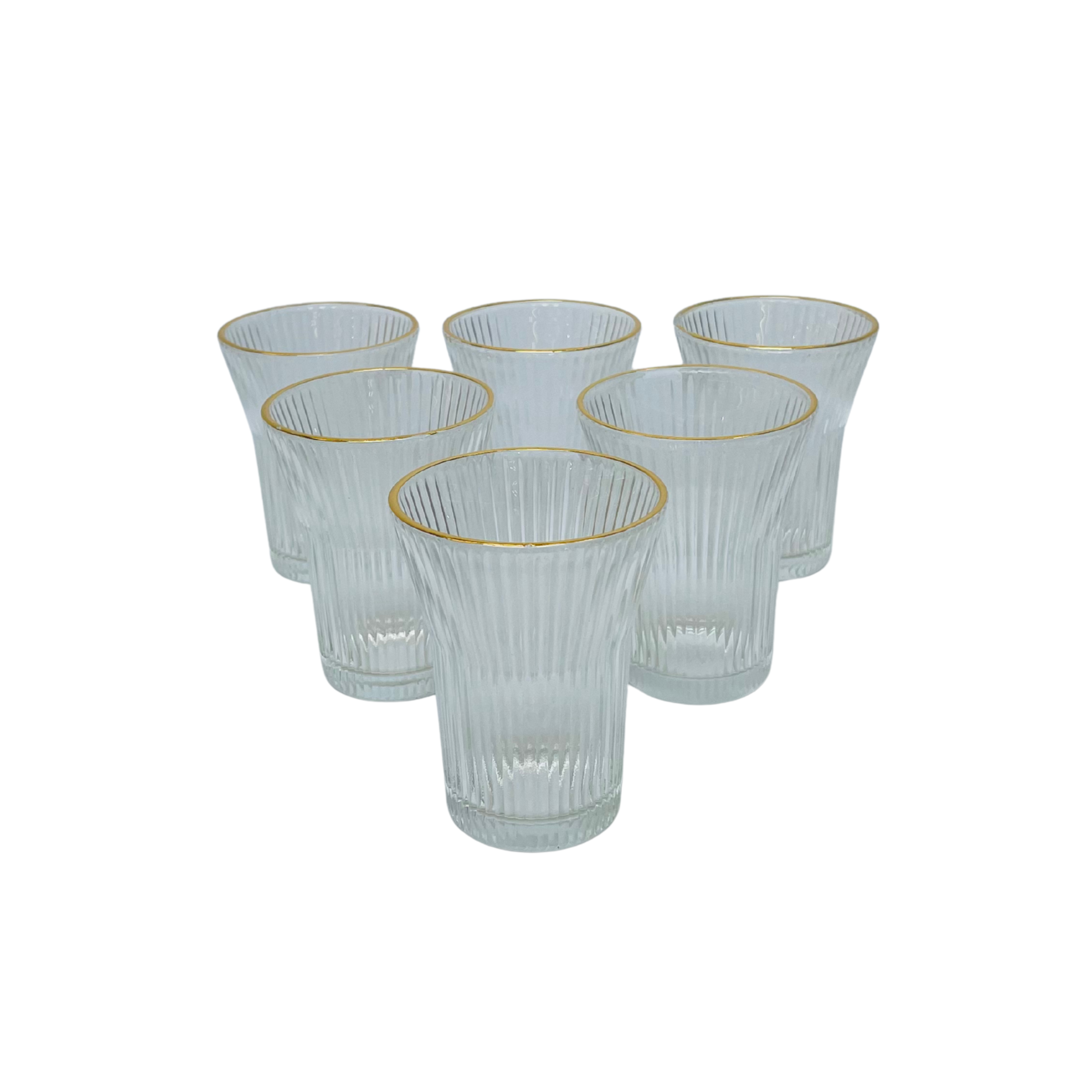Regalia Luxe – Golden Glass Beverage Dispenser with 6 Crystal Glasses
