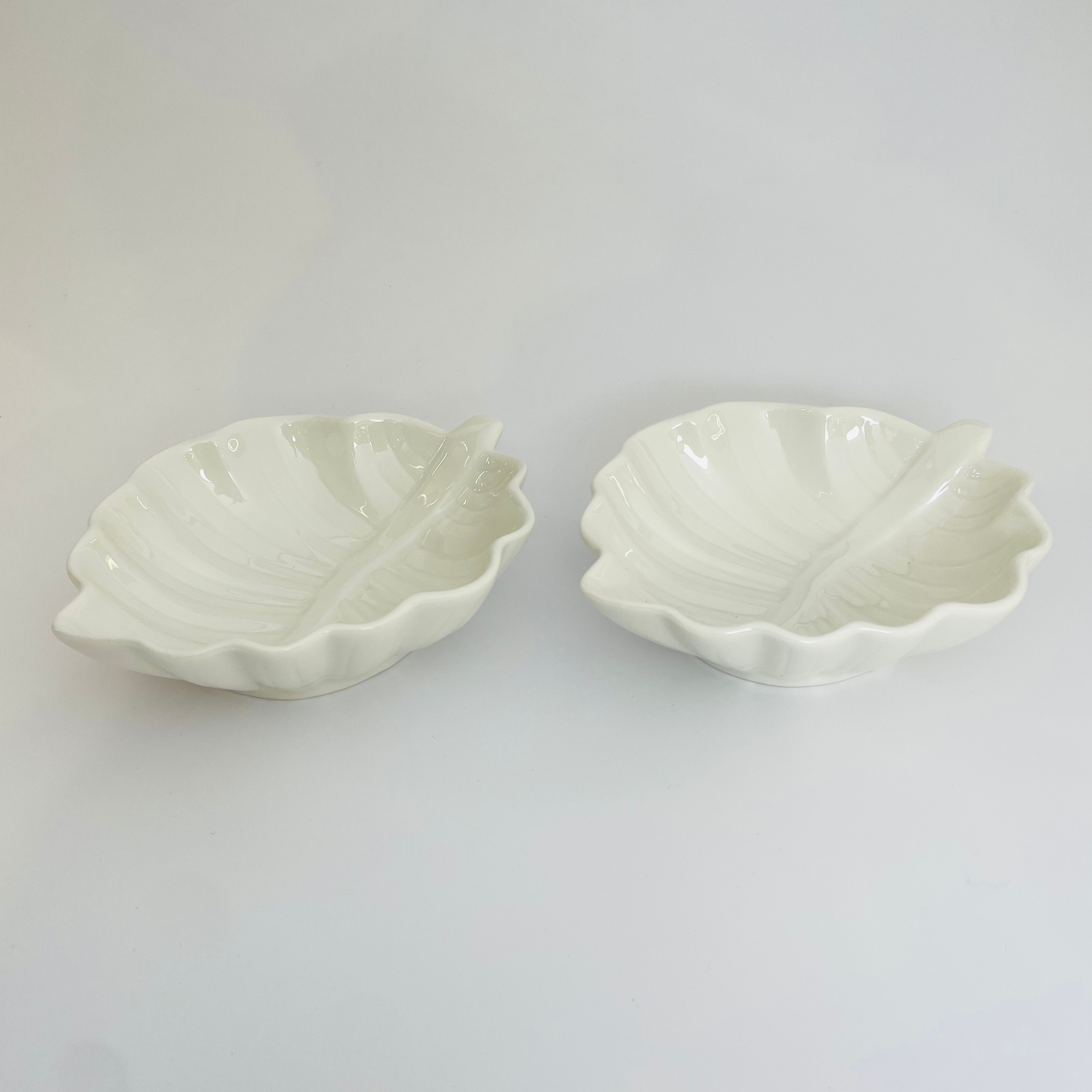Serene Leaf – White Ceramic Multi-Purpose Bowl