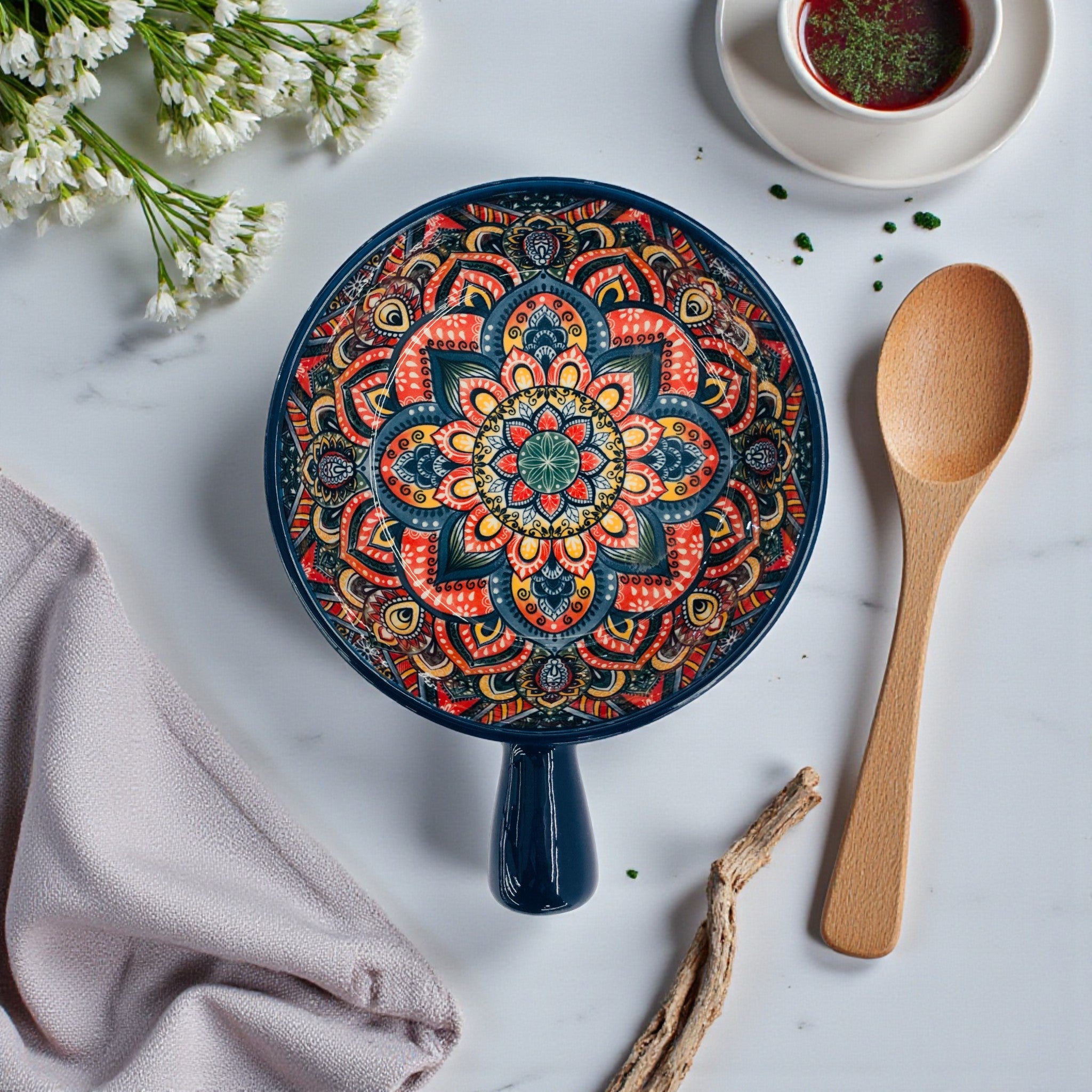 Decorative Condiment Serving Dish with Handle- 6Pcs Set