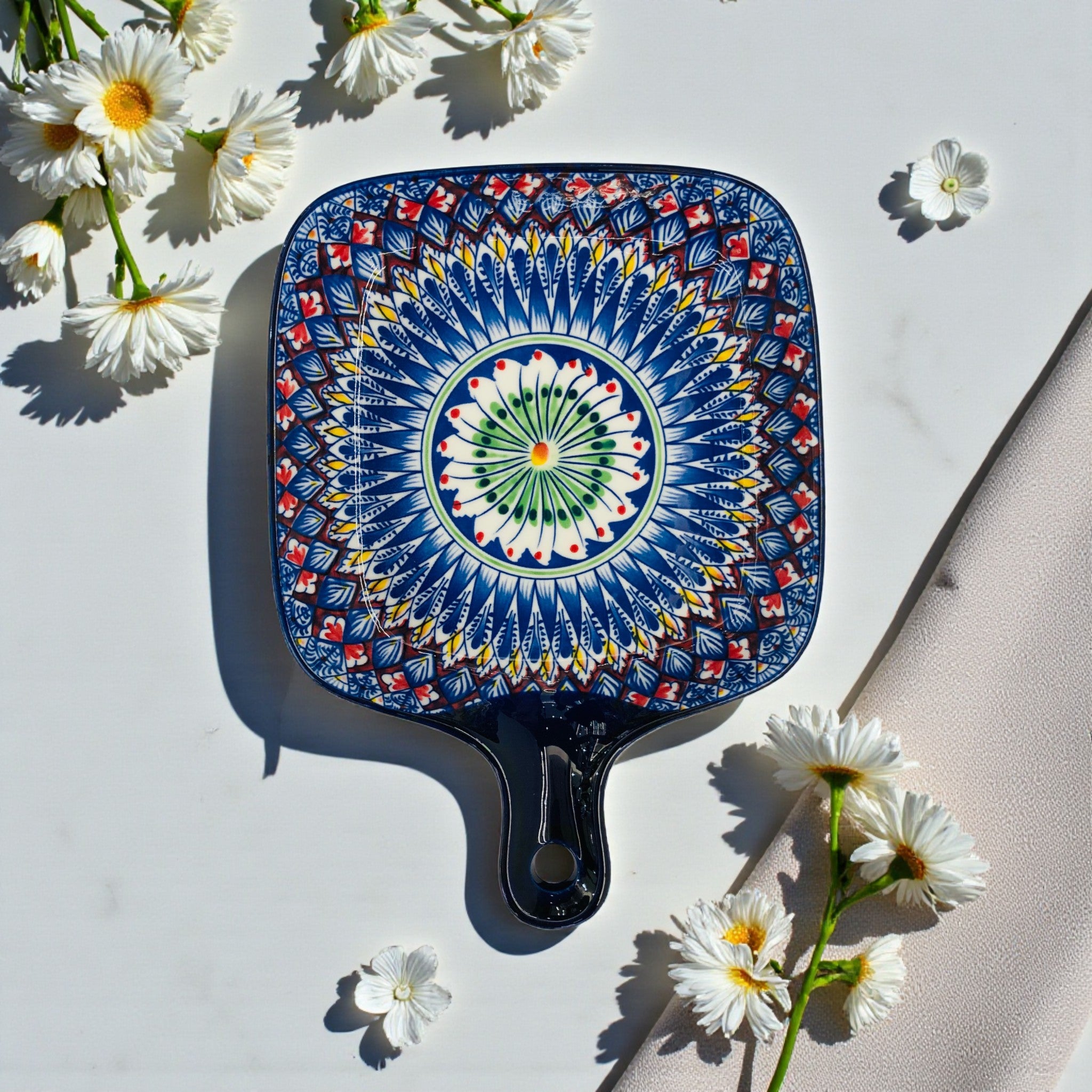 Turkish Ceramic Serving Platters – Vibrant & Royal Designs with Handles 6pcs Set