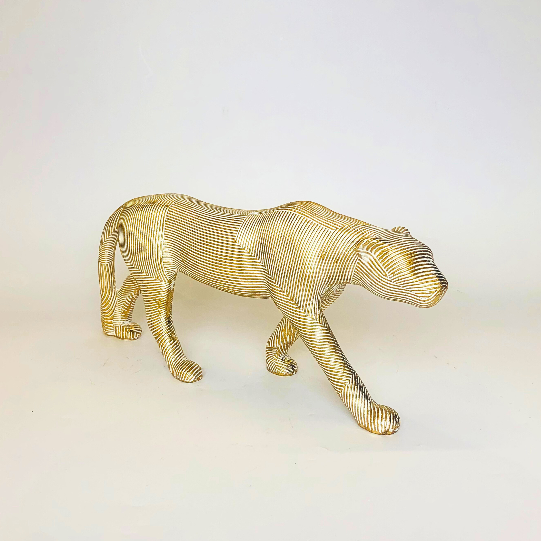 Golden Panther Figurine Modern Decorative Sculpture