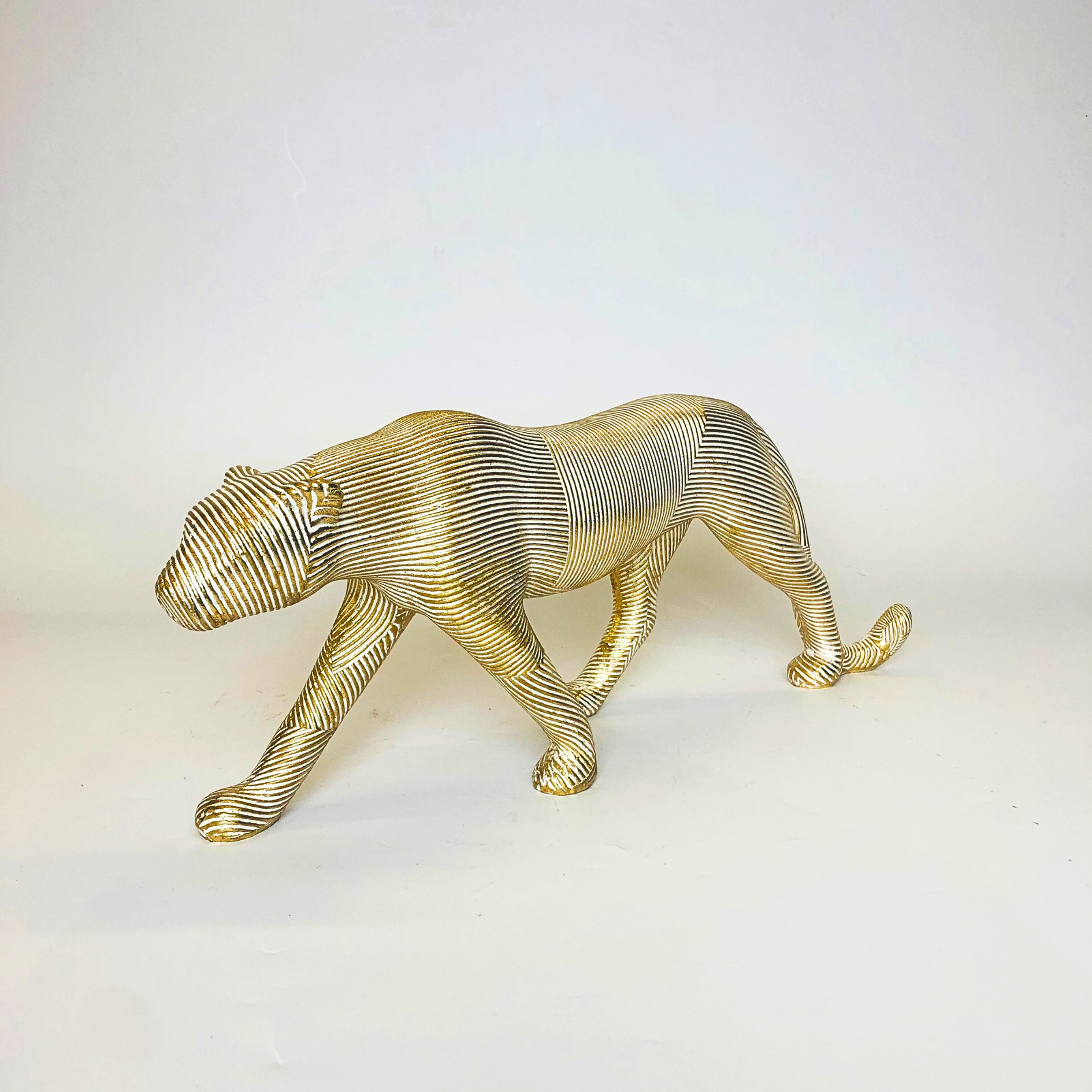 Golden Panther Figurine Modern Decorative Sculpture