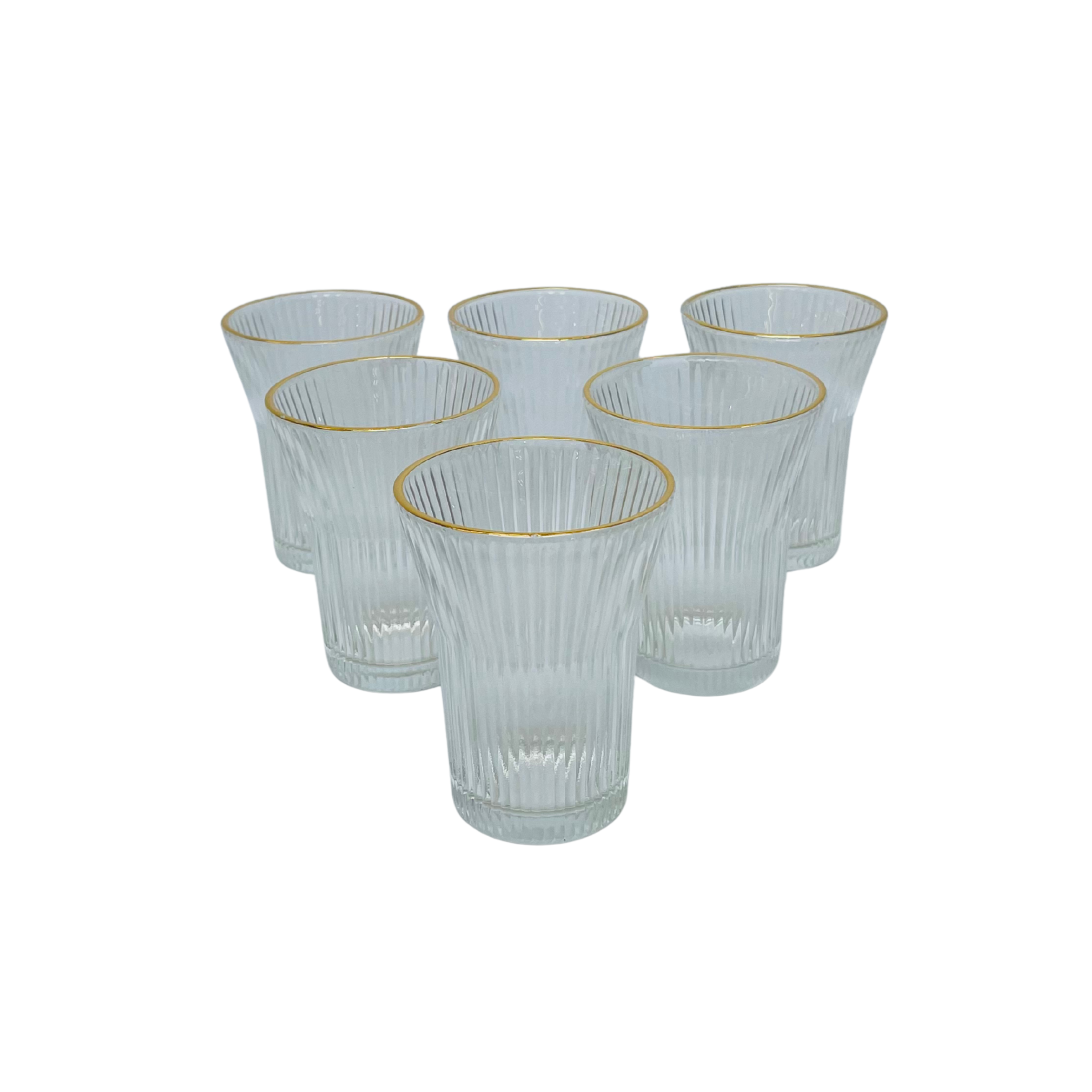 Imperial Elegance – Golden Glass Beverage Dispenser with 6 Crystal Glasses