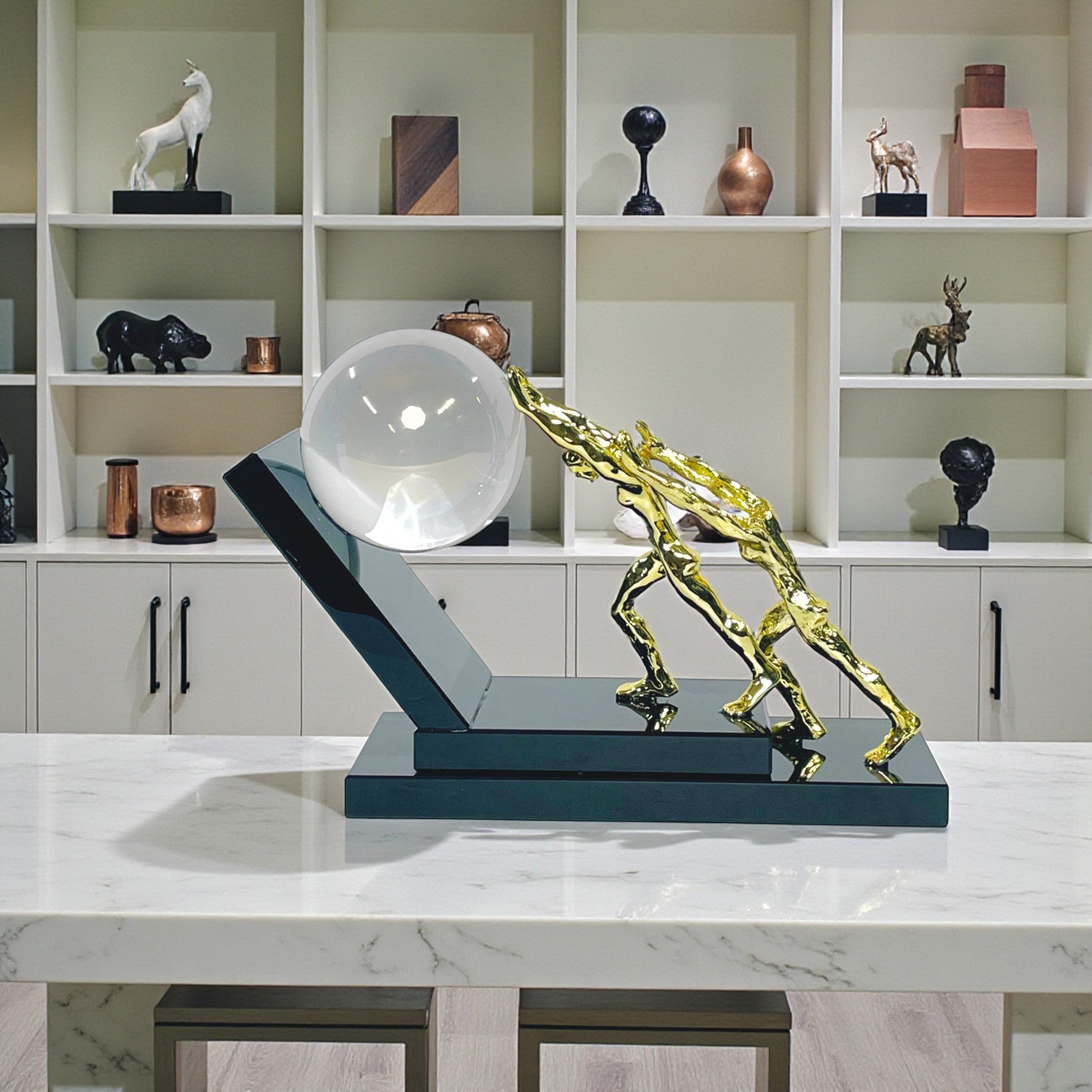 Golden Man Crystal Showpiece