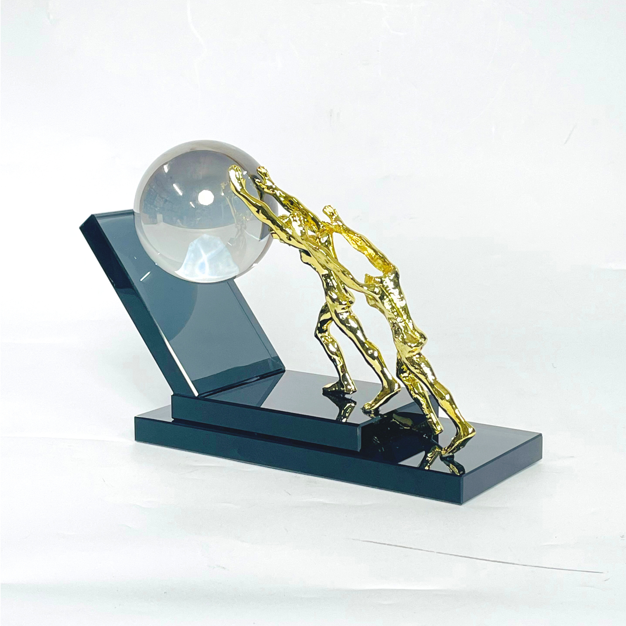 Golden Man Crystal Showpiece