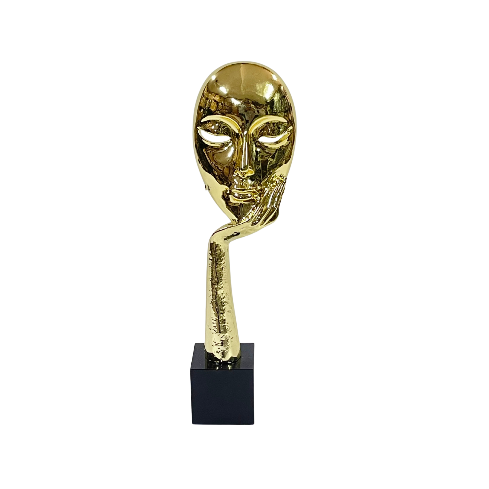 Gold Abstract Face & Hand Sculpture