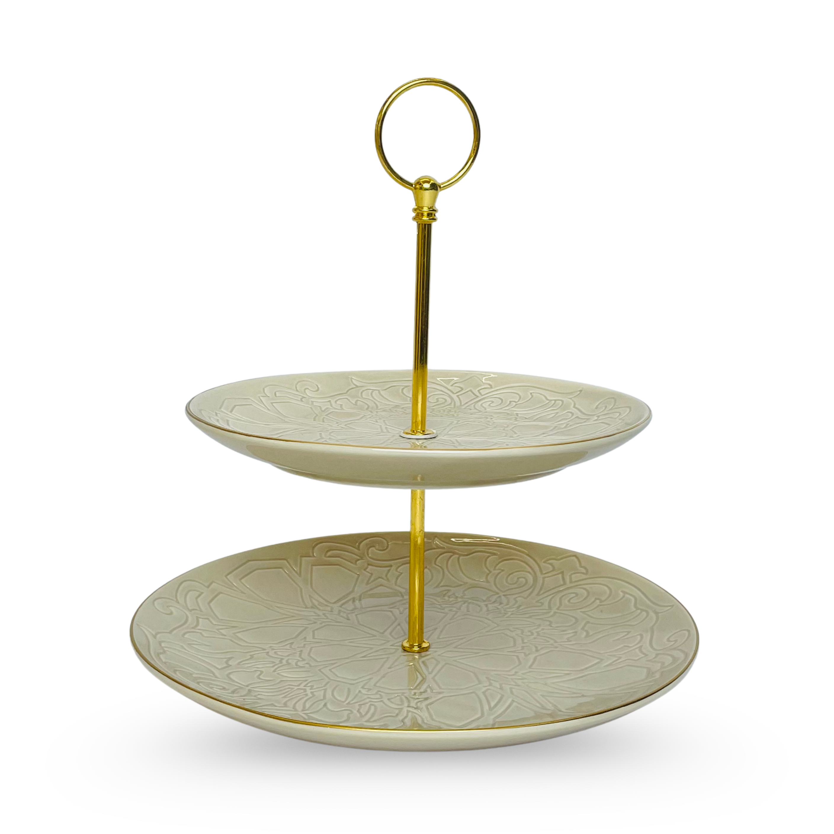 Regal Charm – Two-Tier Ceramic Dessert Stand