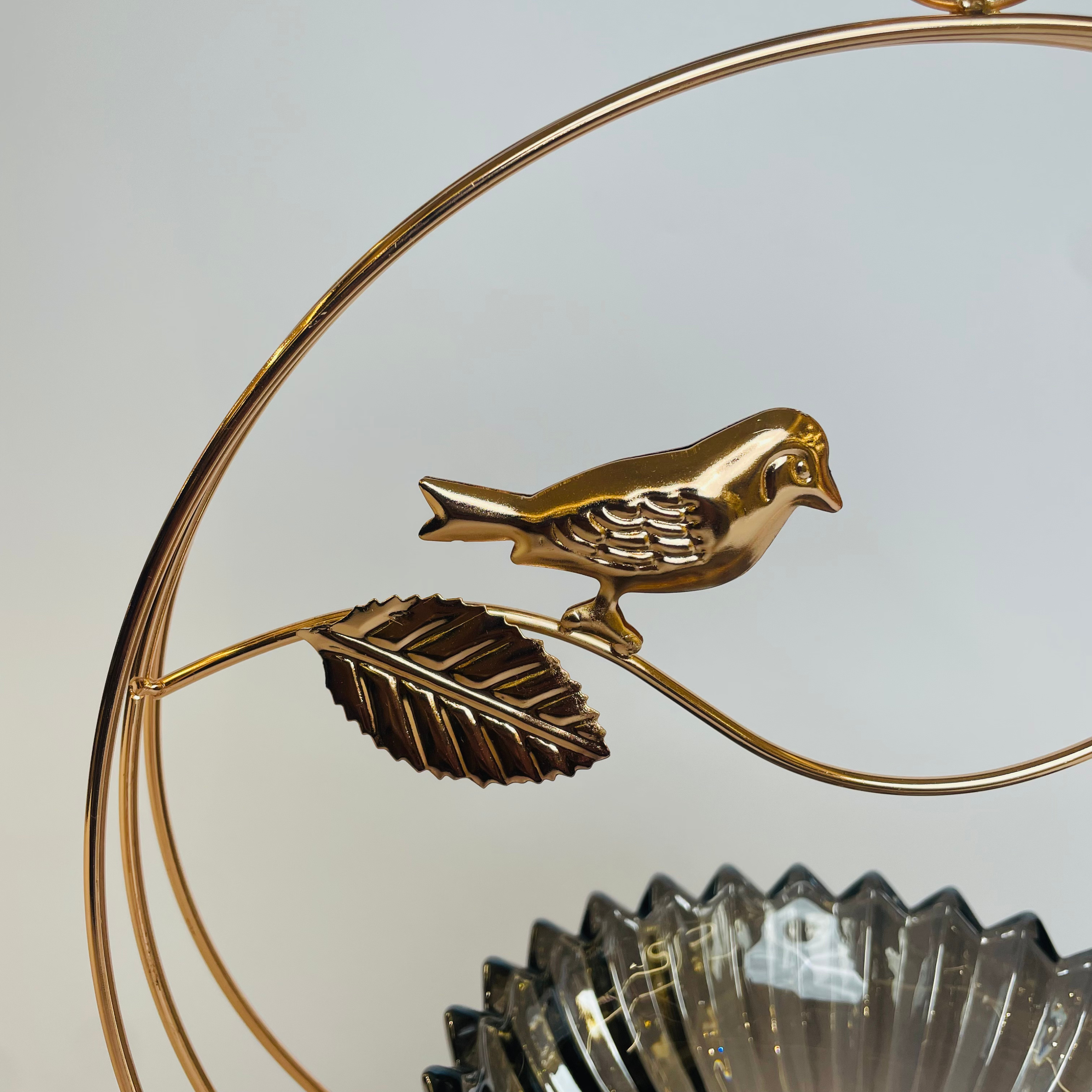 Golden Bird Decorative Bowl with Stand