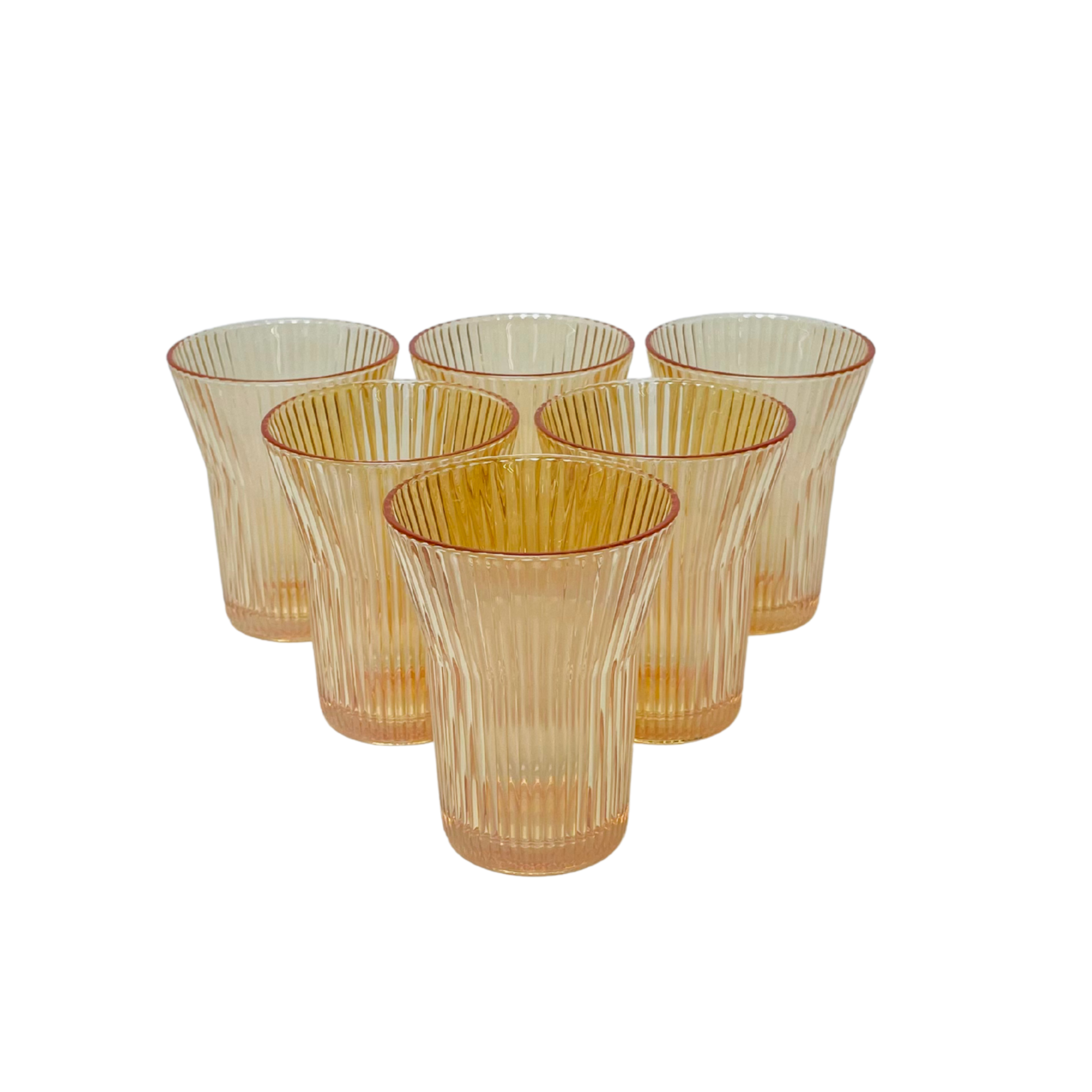 Amber Royale – Golden Diamond-Cut Glass Beverage Dispenser with 6 Glasses