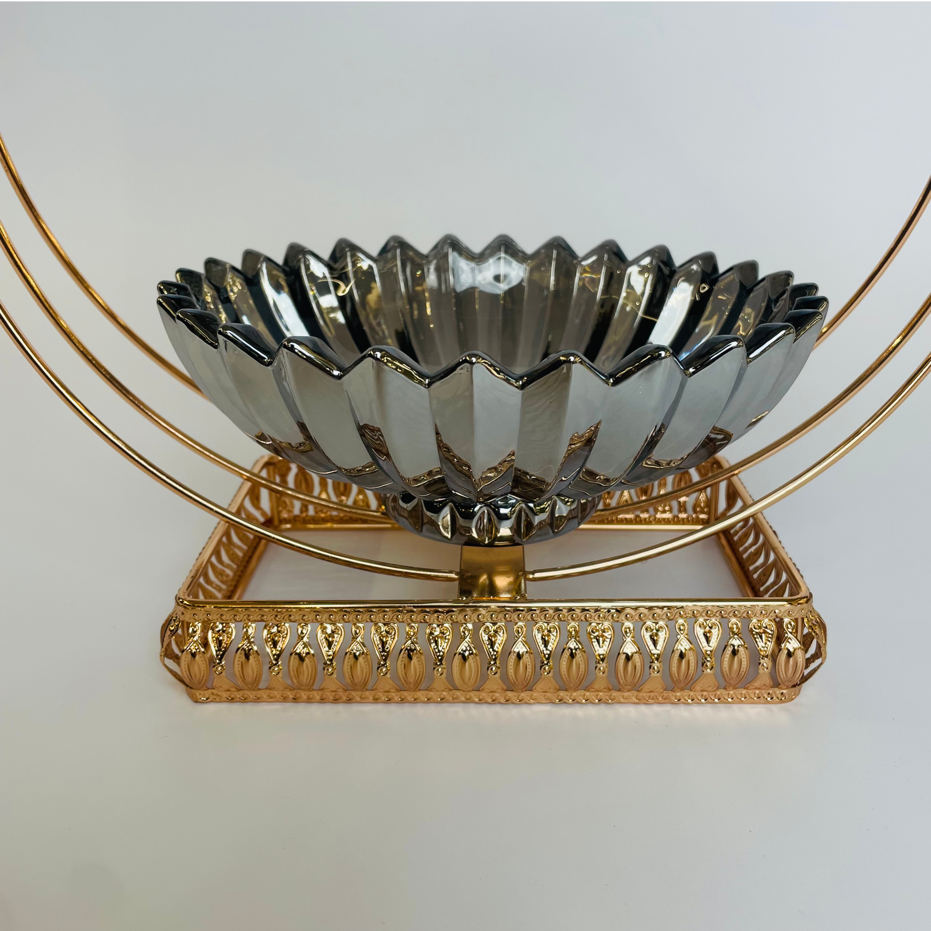 Golden Bird Decorative Bowl with Stand