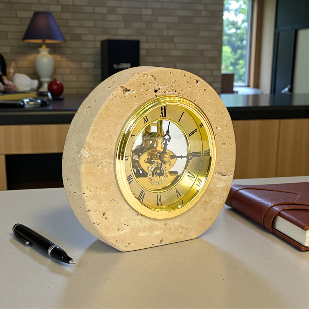 Natural Stone Finish Desk Clock