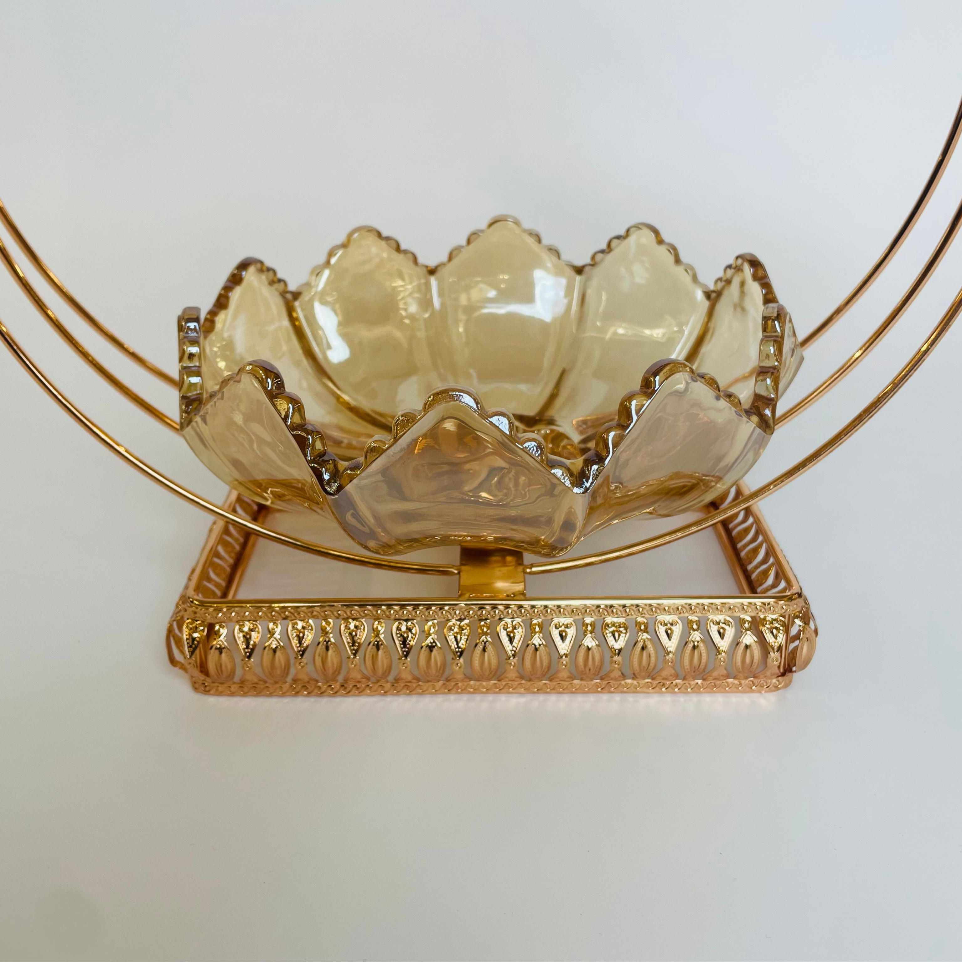 Majestic Bird Glow Bowl with Golden Stand