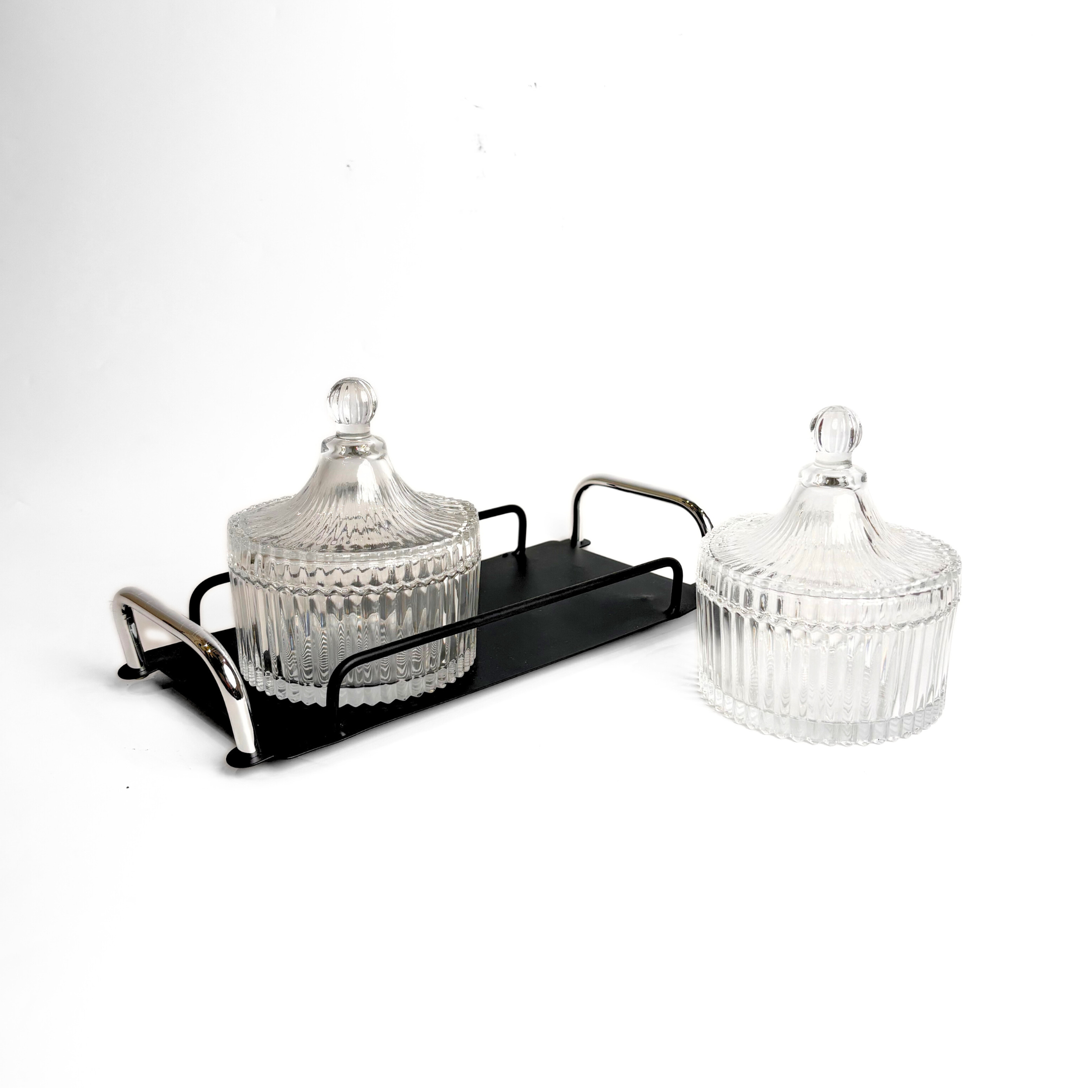 Opulent 2Pc Glass Jar With Tray