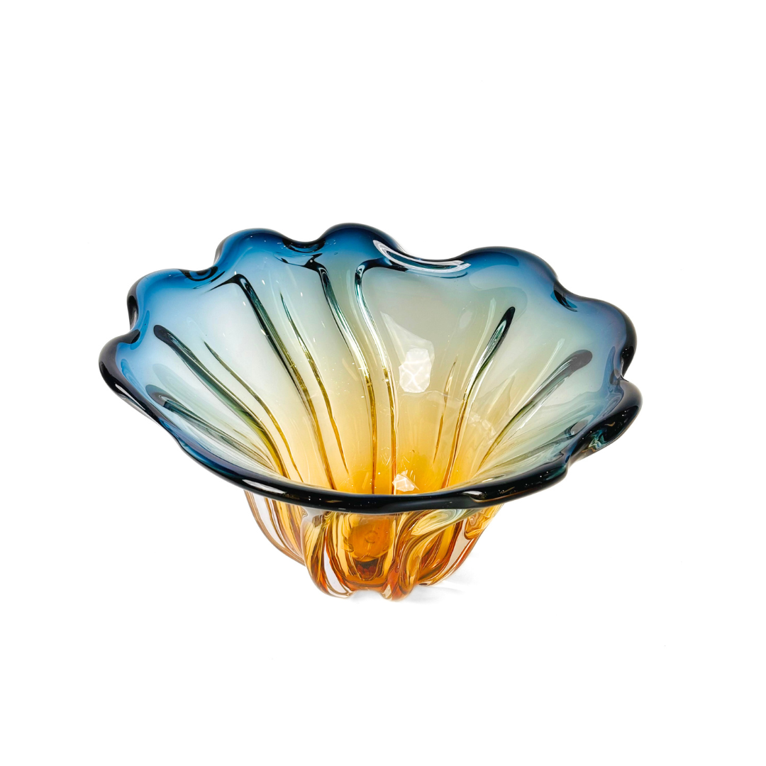 Premium Blue & Amber Glass Bowl