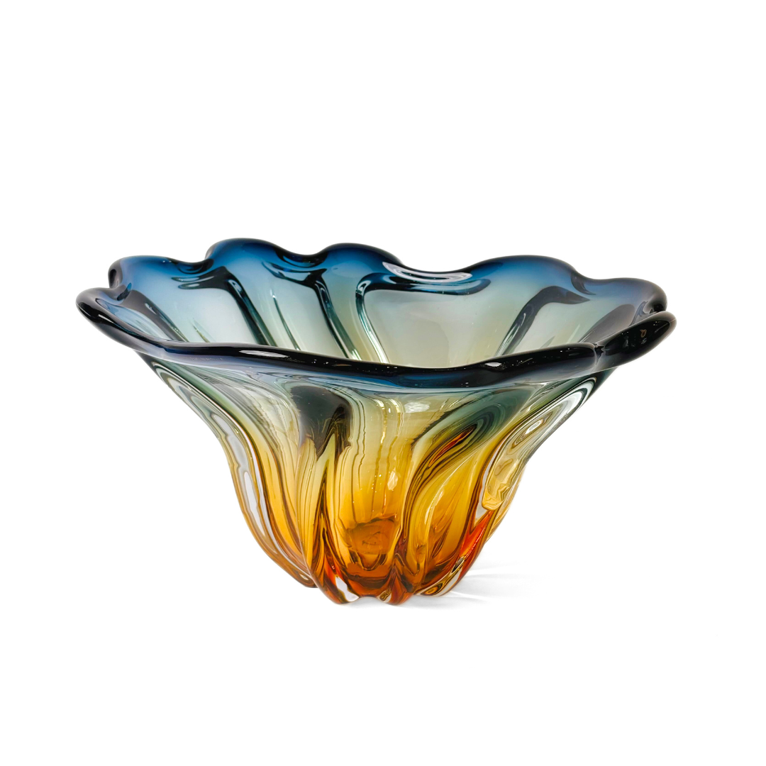 Premium Blue & Amber Glass Bowl