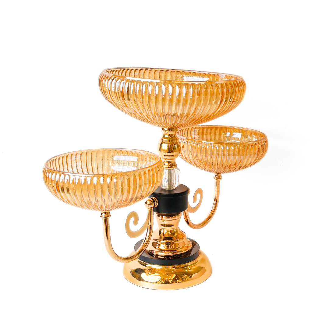 Royal Golden Trio – 3 Bowl Decorative Centerpiece