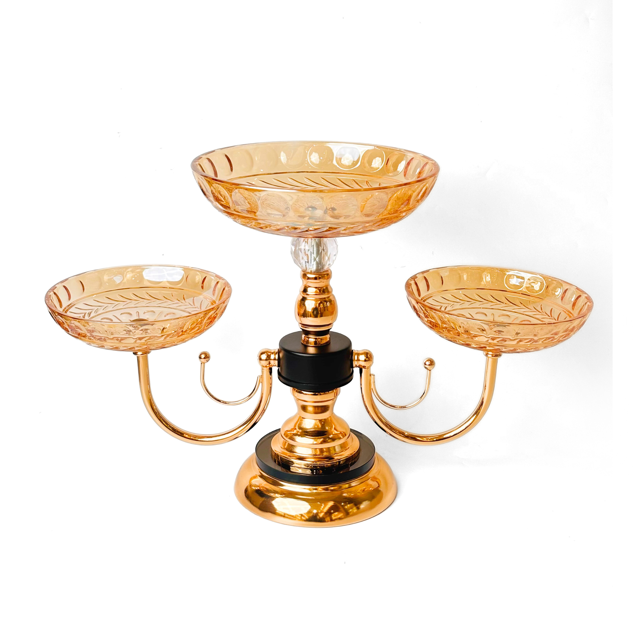 Elegant Gold – 3 Bowl Decorative Centerpiece