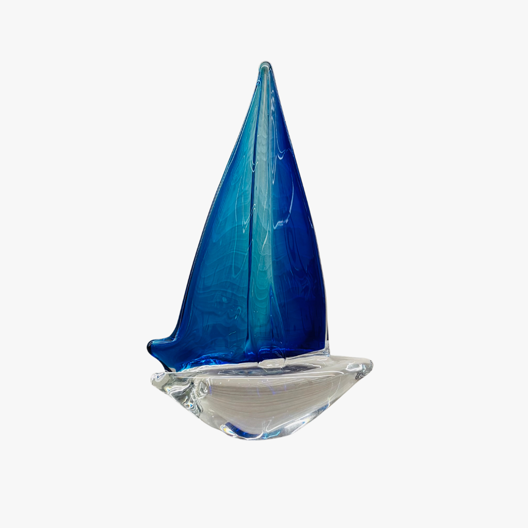 Elegant Style Glass Sailboat Sculpture