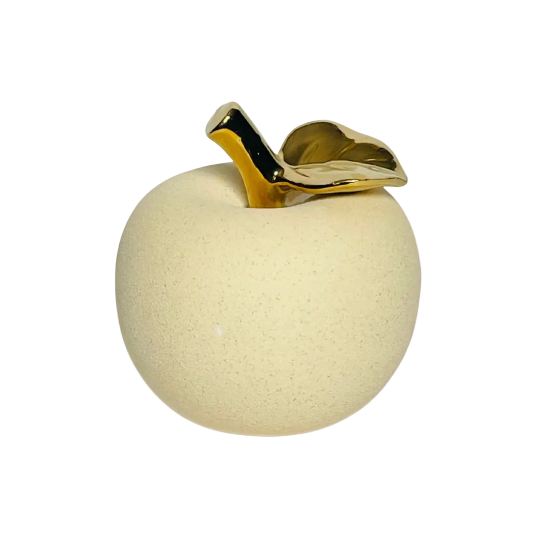 Modern Textured Apple Figurine with Gold Stem