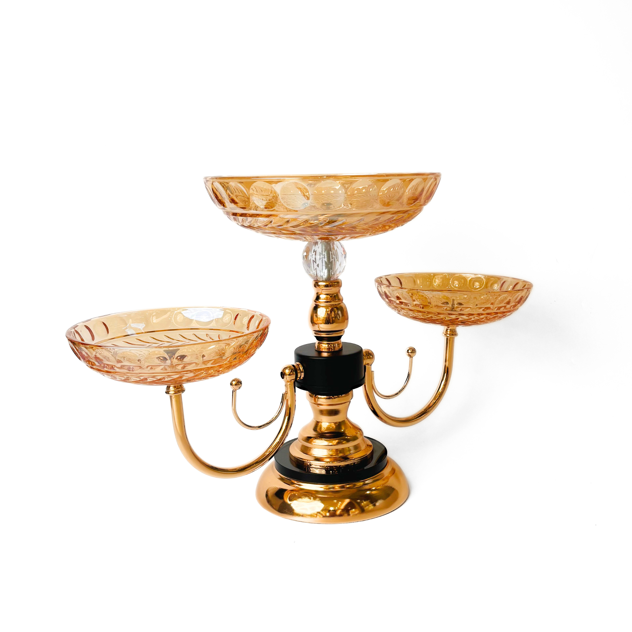 Elegant Gold – 3 Bowl Decorative Centerpiece