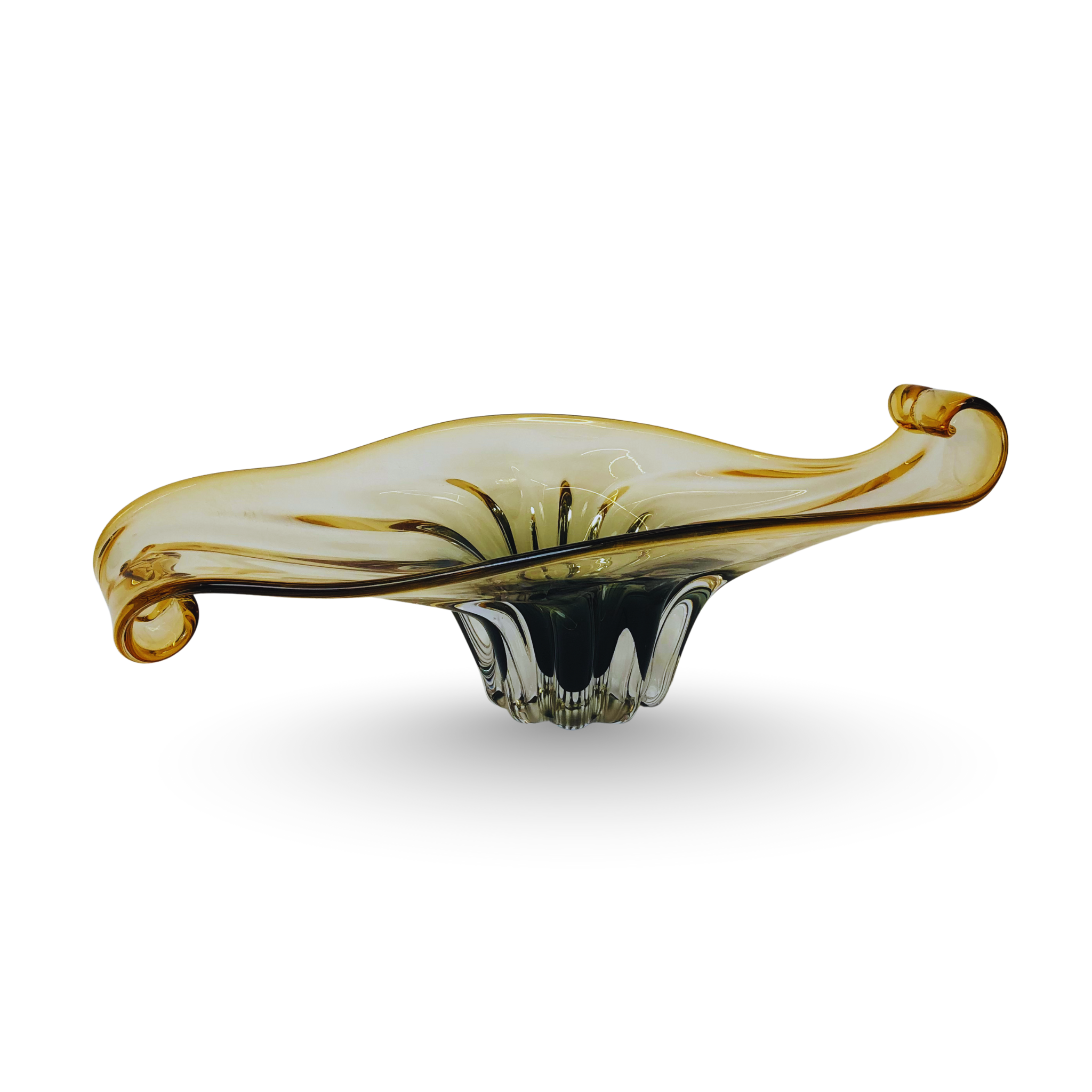 Elegant Amber-Tint Glass Centerpiece Bowl