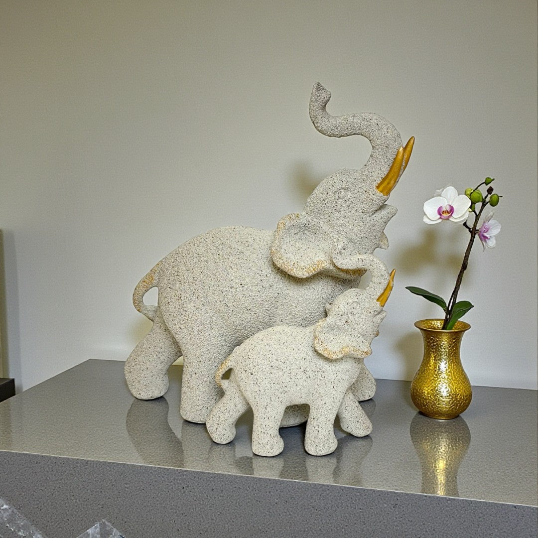Elephant Pair with Gold Details