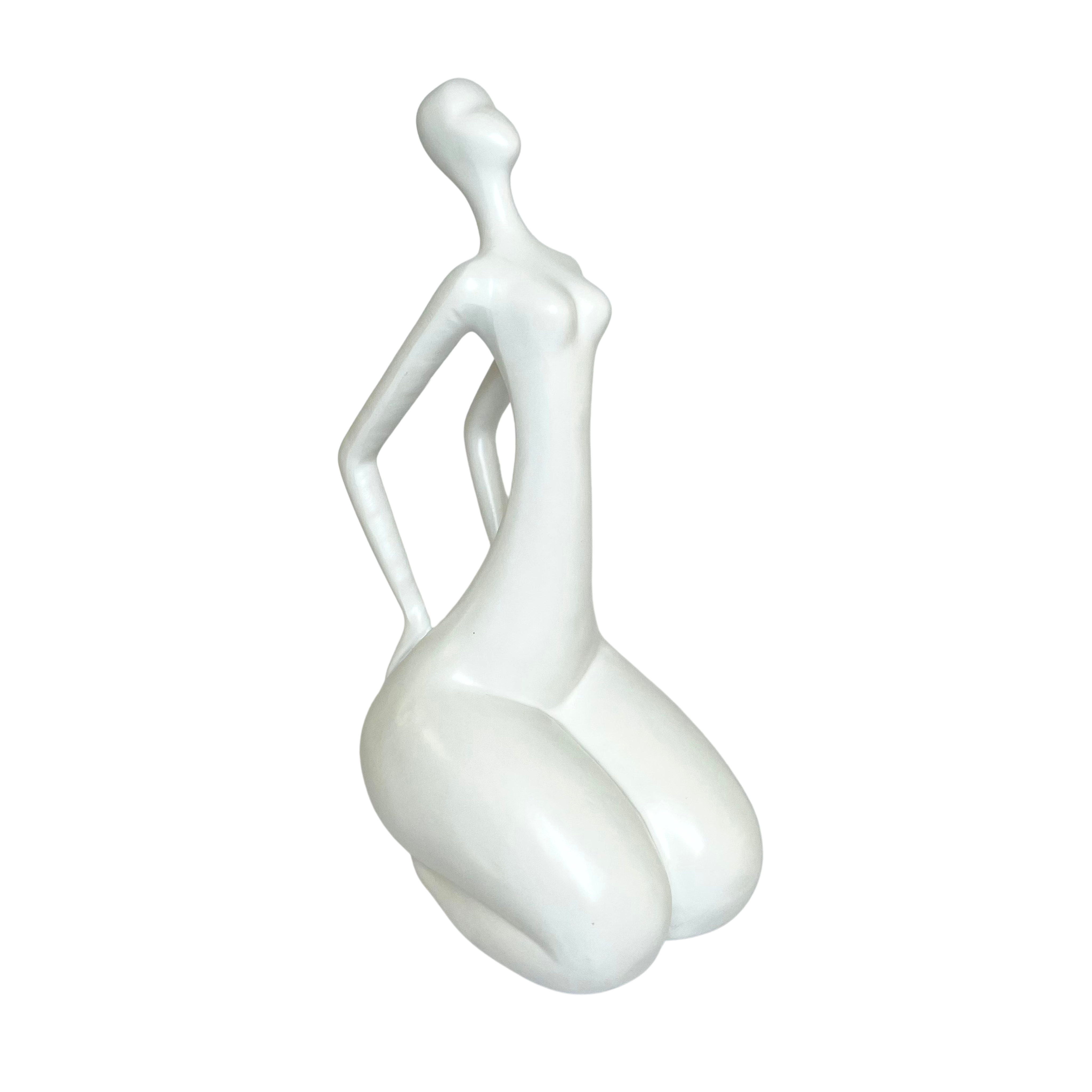 Abstract Modern Woman Sculpture – White Resin Figurine